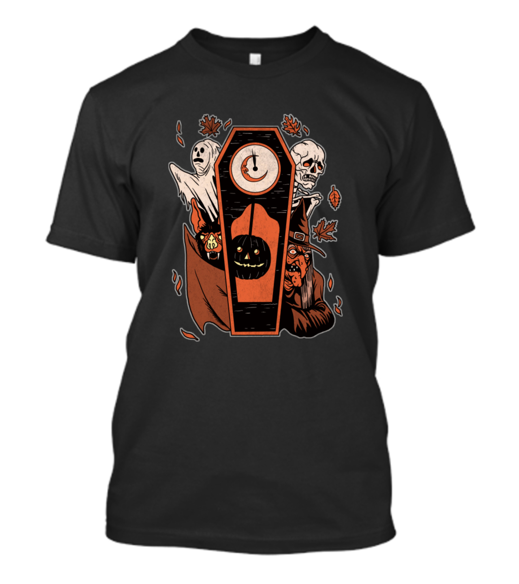 Halloween Thirteen O Classic Character Coffin With Ghost Pumpkin Skull And Witch T-Shirt