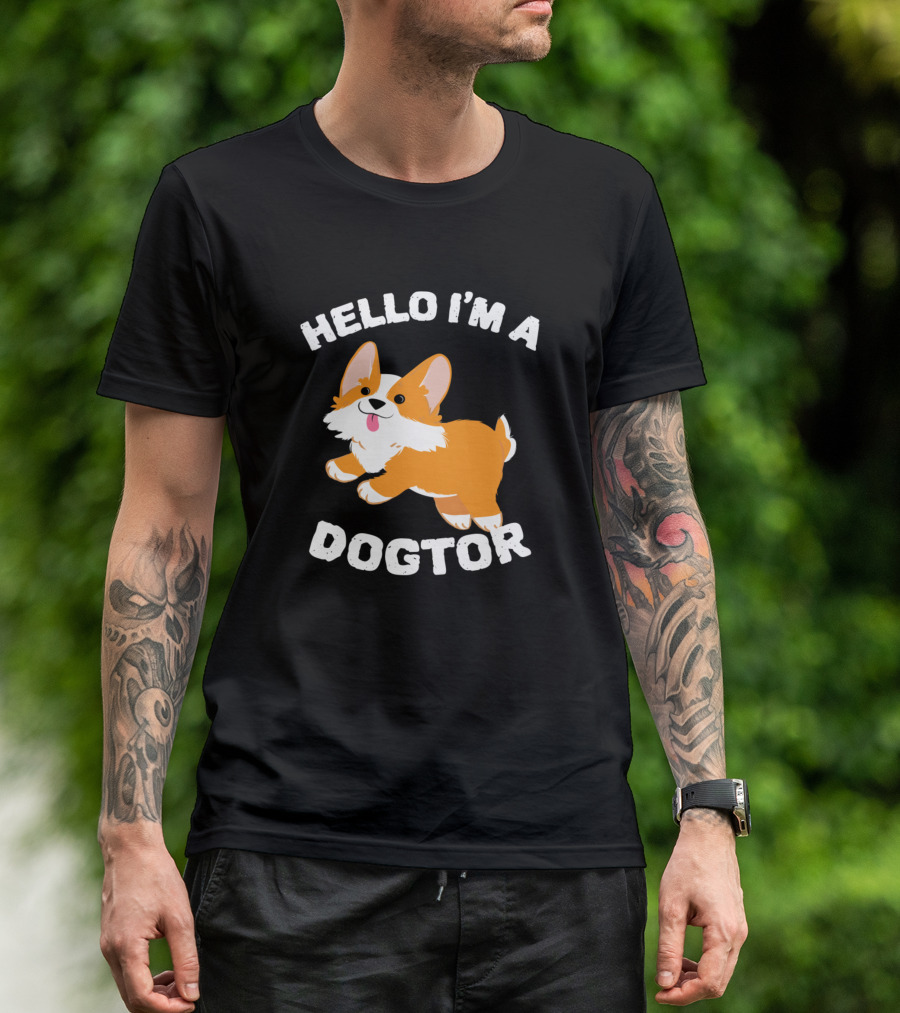 Hello I'm A Dogtor Corgi Jumping T-Shirt