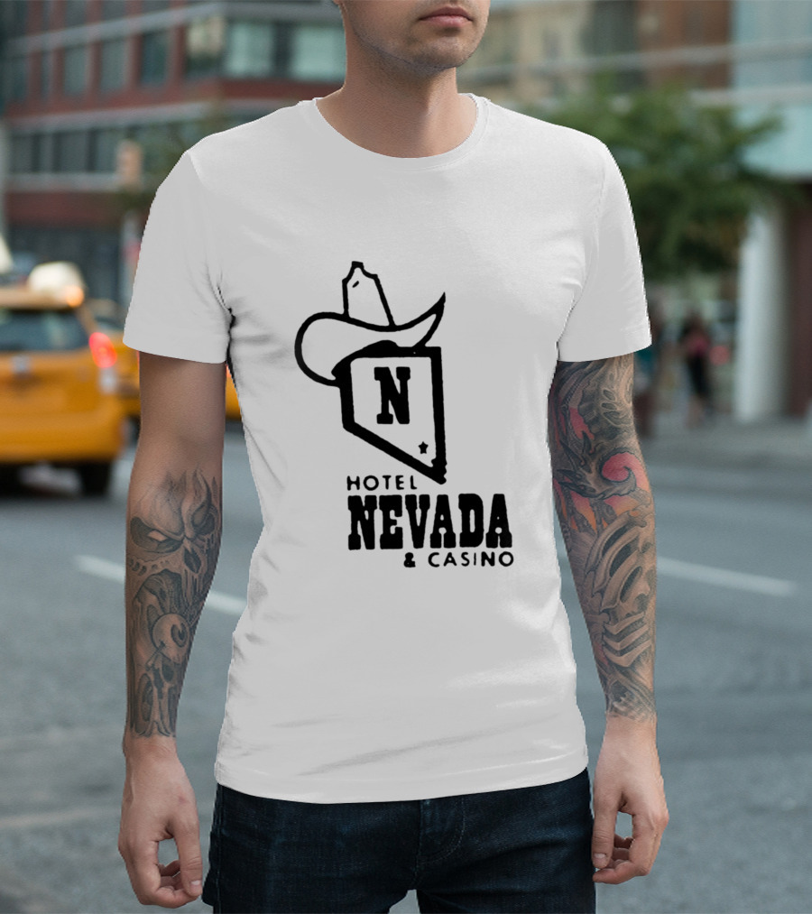 Hotel Nevada N Logo With Star And Combined Hat And State Shape T-Shirt