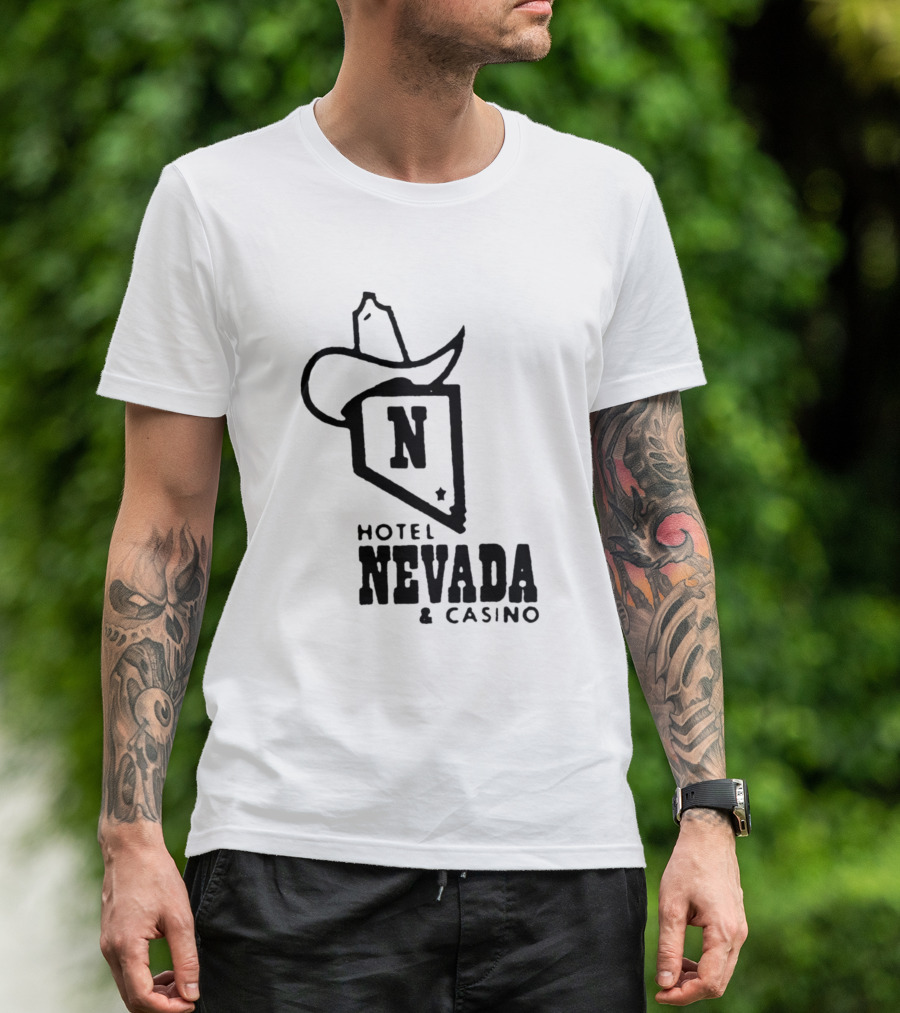 Hotel Nevada N Logo With Star And Combined Hat And State Shape T-Shirt