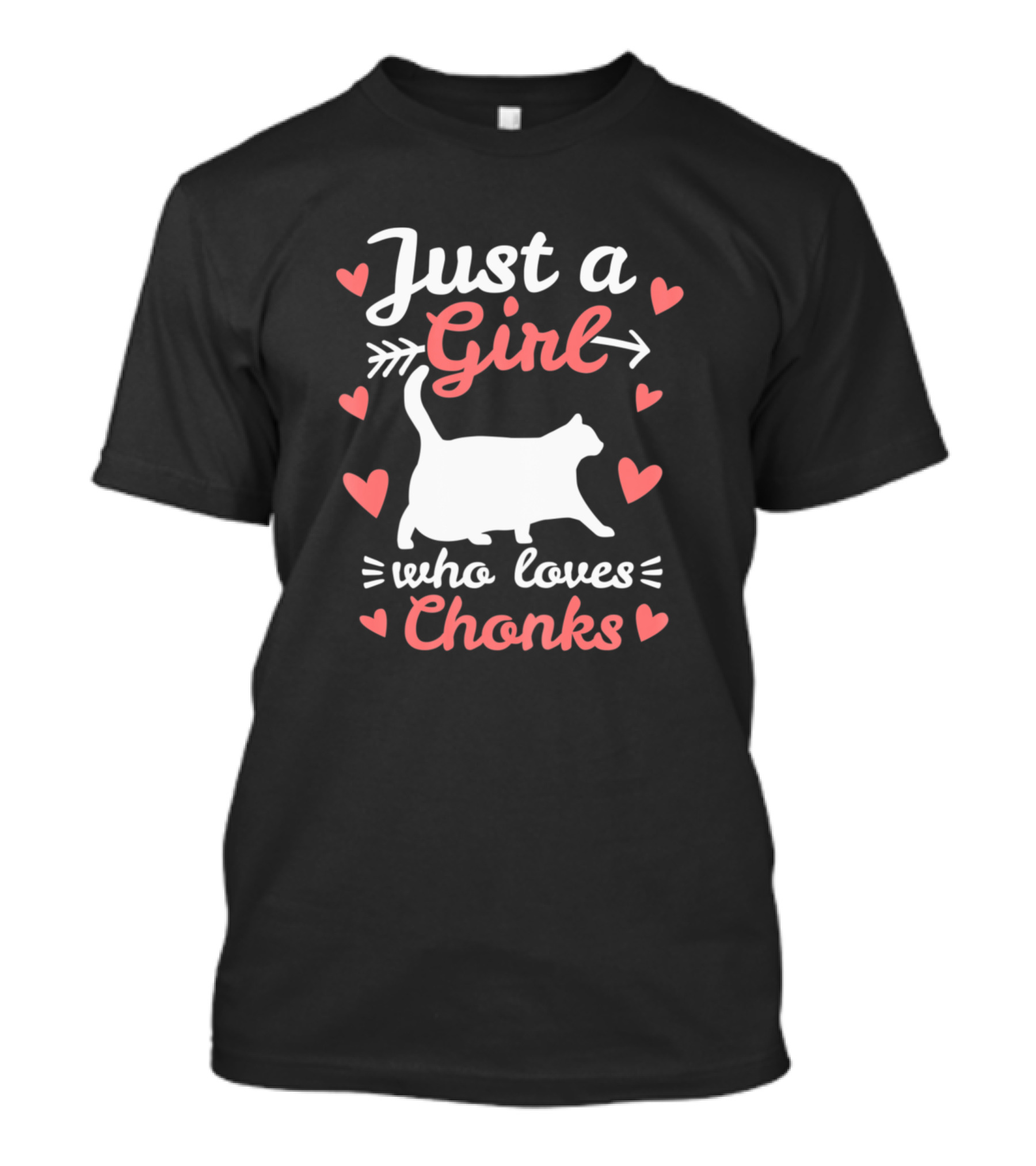 Just A Girl Who Loves Chonks Cat Graphic With Hearts And Arrow T-Shirt