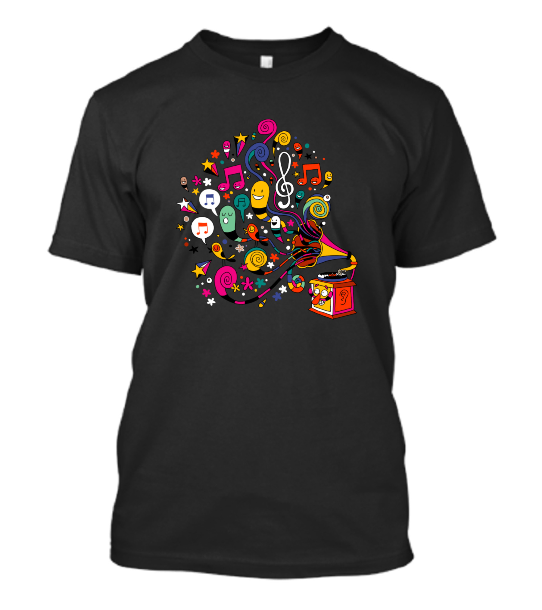 Kids Music Enjoy Colorful Musical Symbols And Gramophone T-Shirt