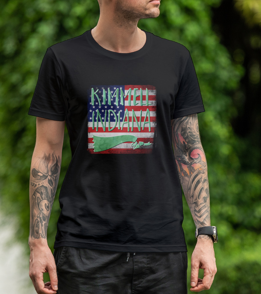 Kimmell Indiana Vintage American Flag Background T-Shirt