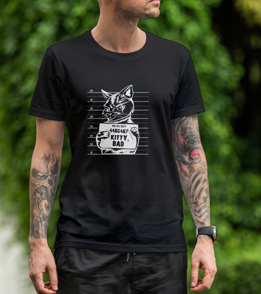 Police Dept 44655467 Kitty Bad Shot Height Chart Cat Lover T-Shirt