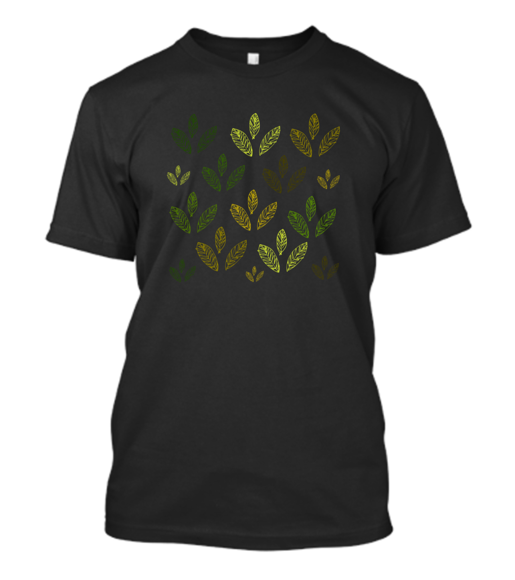 Leaves Pattern With Green And Yellow Tones T-Shirt
