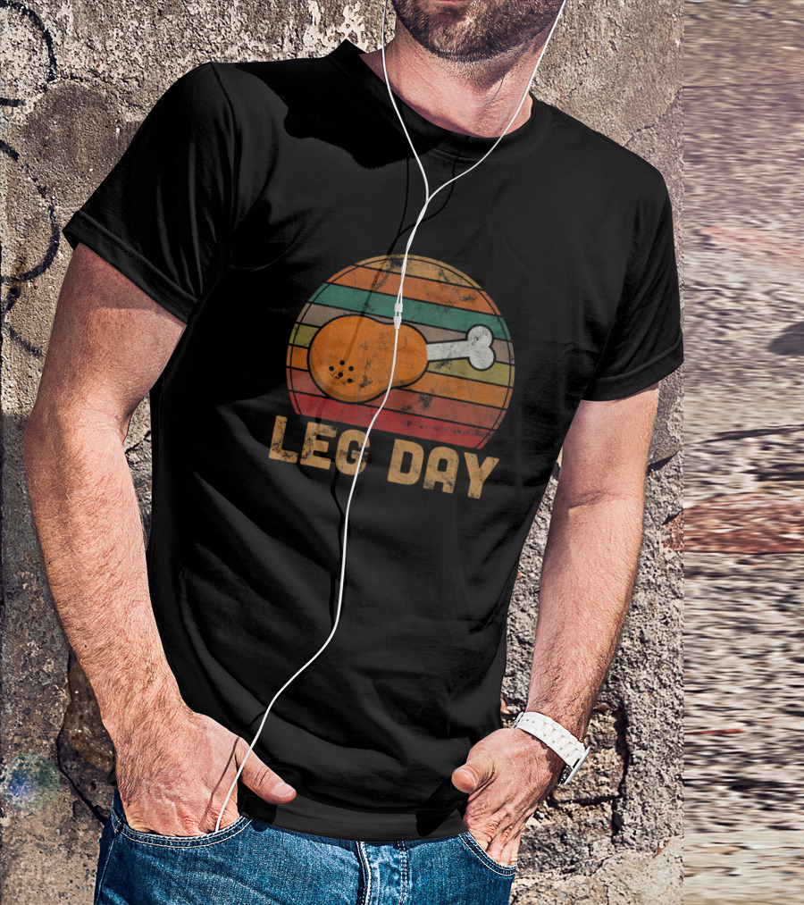 Leg Day Thanksgiving Turkey Day Pilgrim Retro T-Shirt
