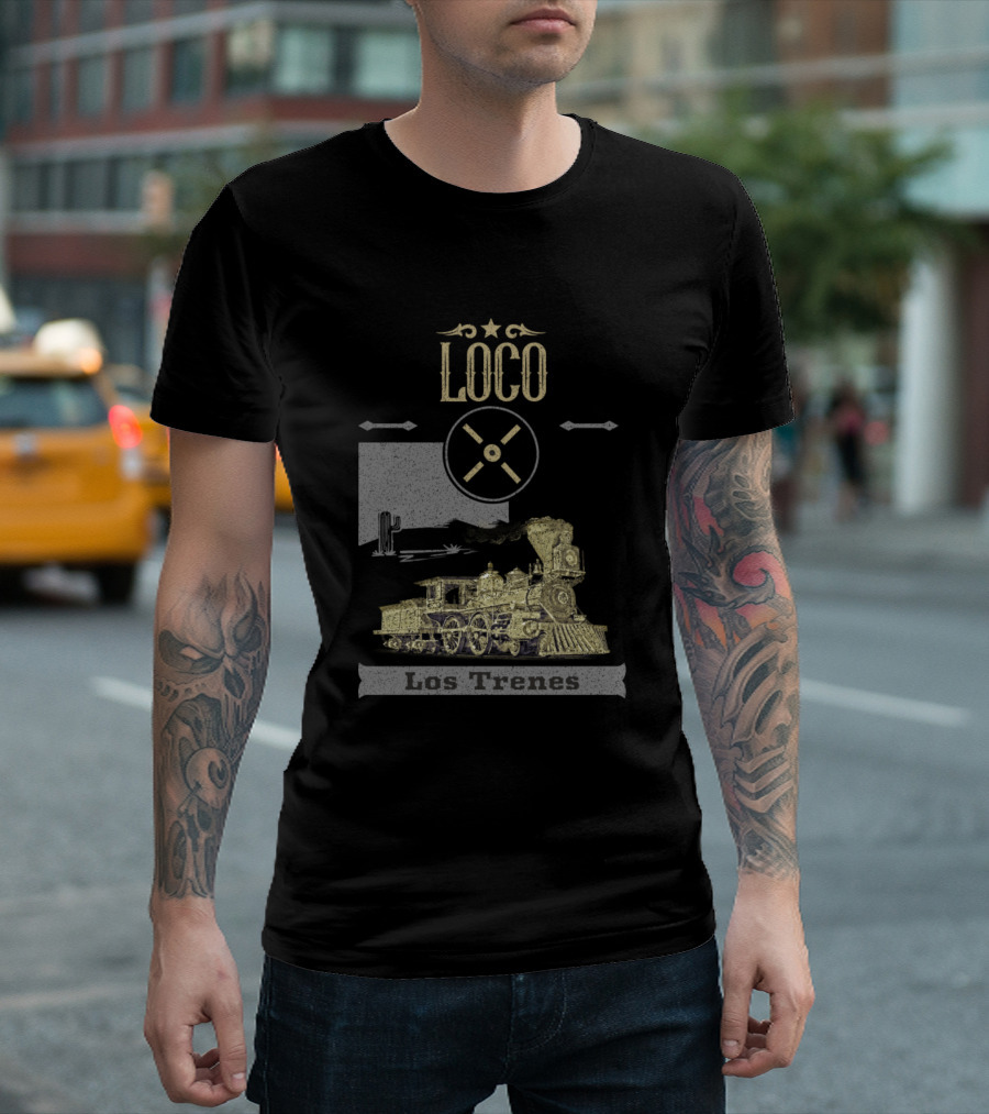 Loco Por Los Trenes Steam Locomotive Vintage Style For Him T-Shirt