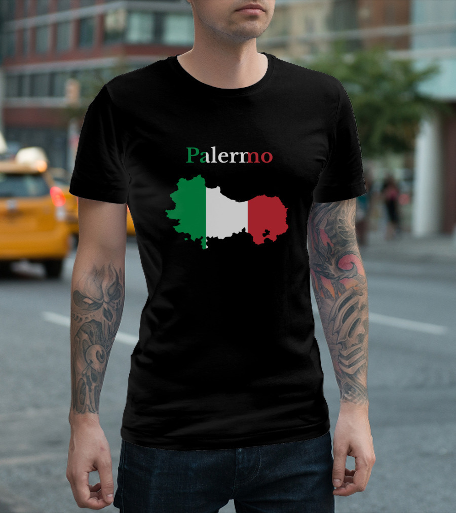 Palermo Italian Flag Map Outline Province of Sicily T-Shirt