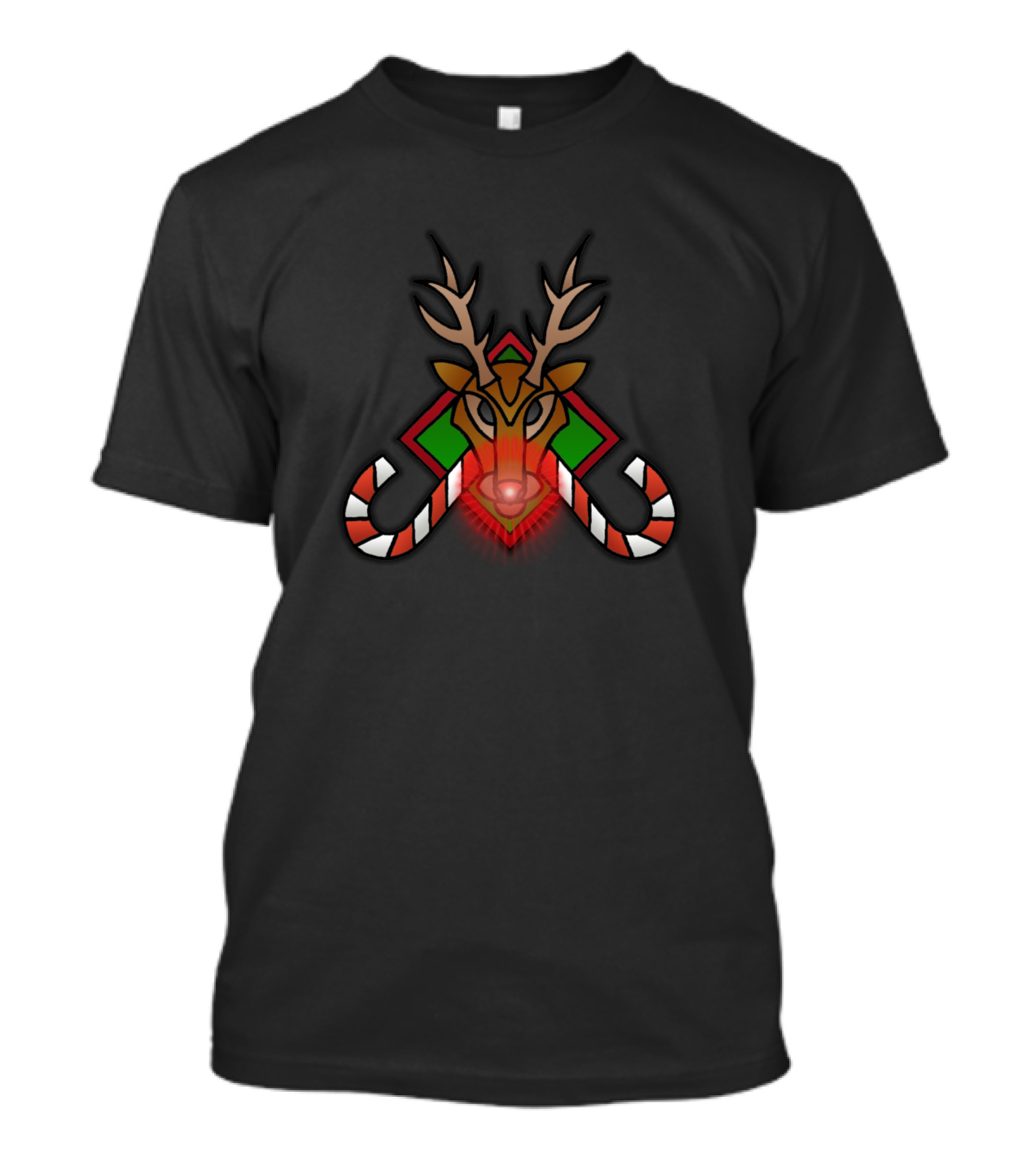 Rudolph Jolly Roger Reindeer Skull With Candy Cane Crossbones T-Shirt