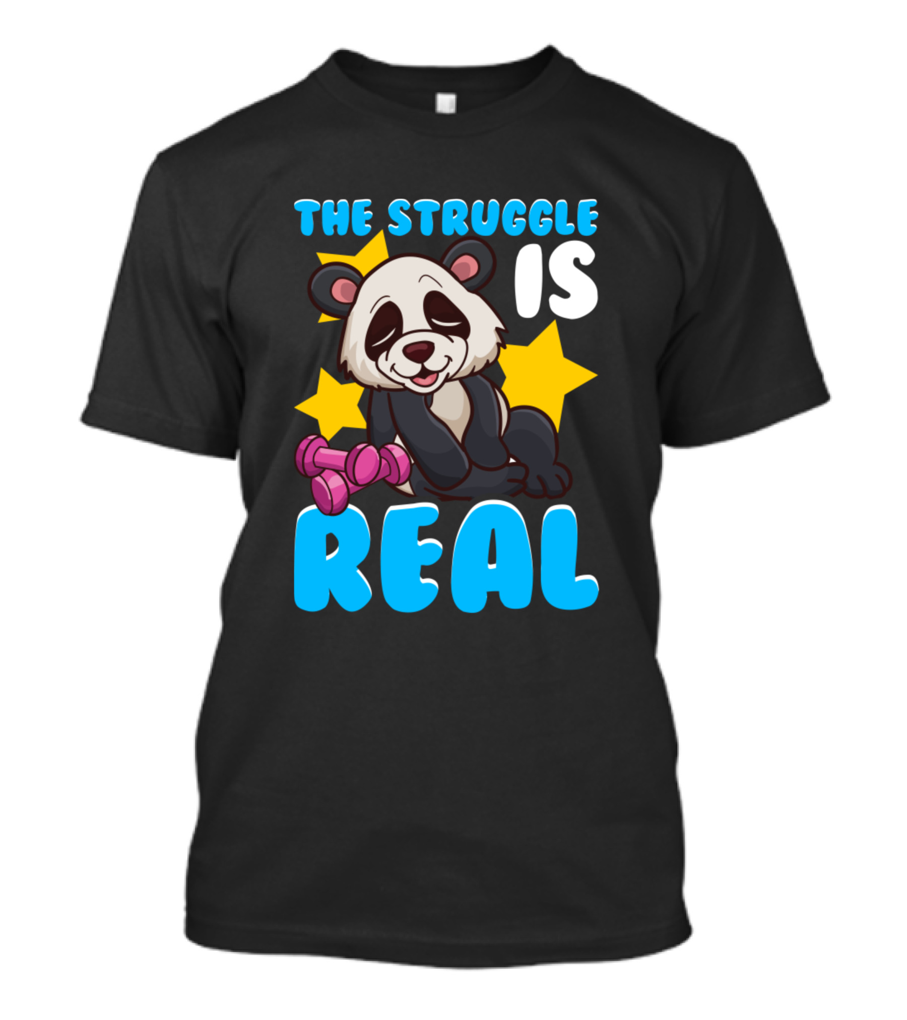 The Struggle Is Real Funny Panda Lover Dumbbell Humor T-Shirt