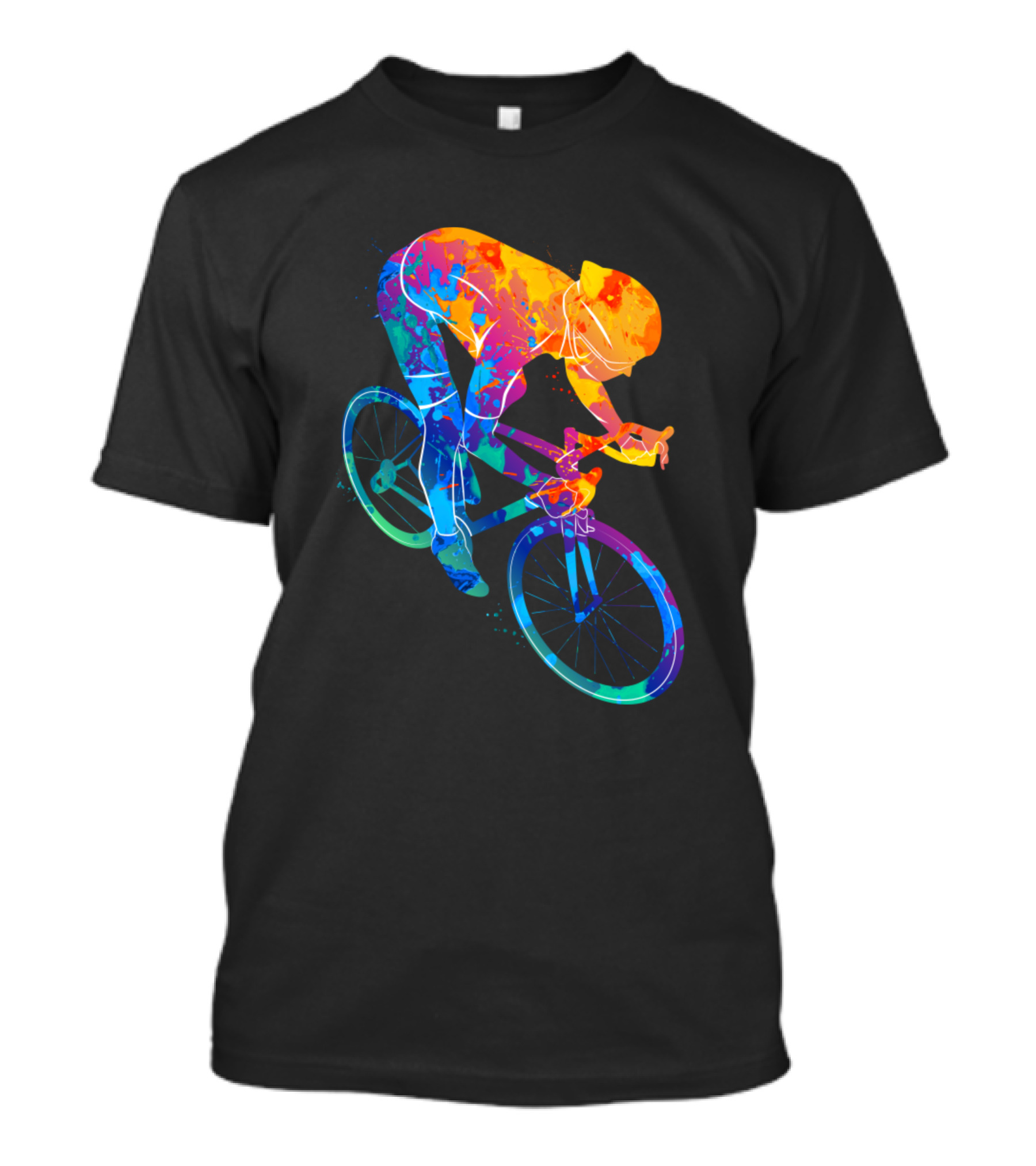 Track Cycling Race Cyclist Colorful Painting T-Shirt