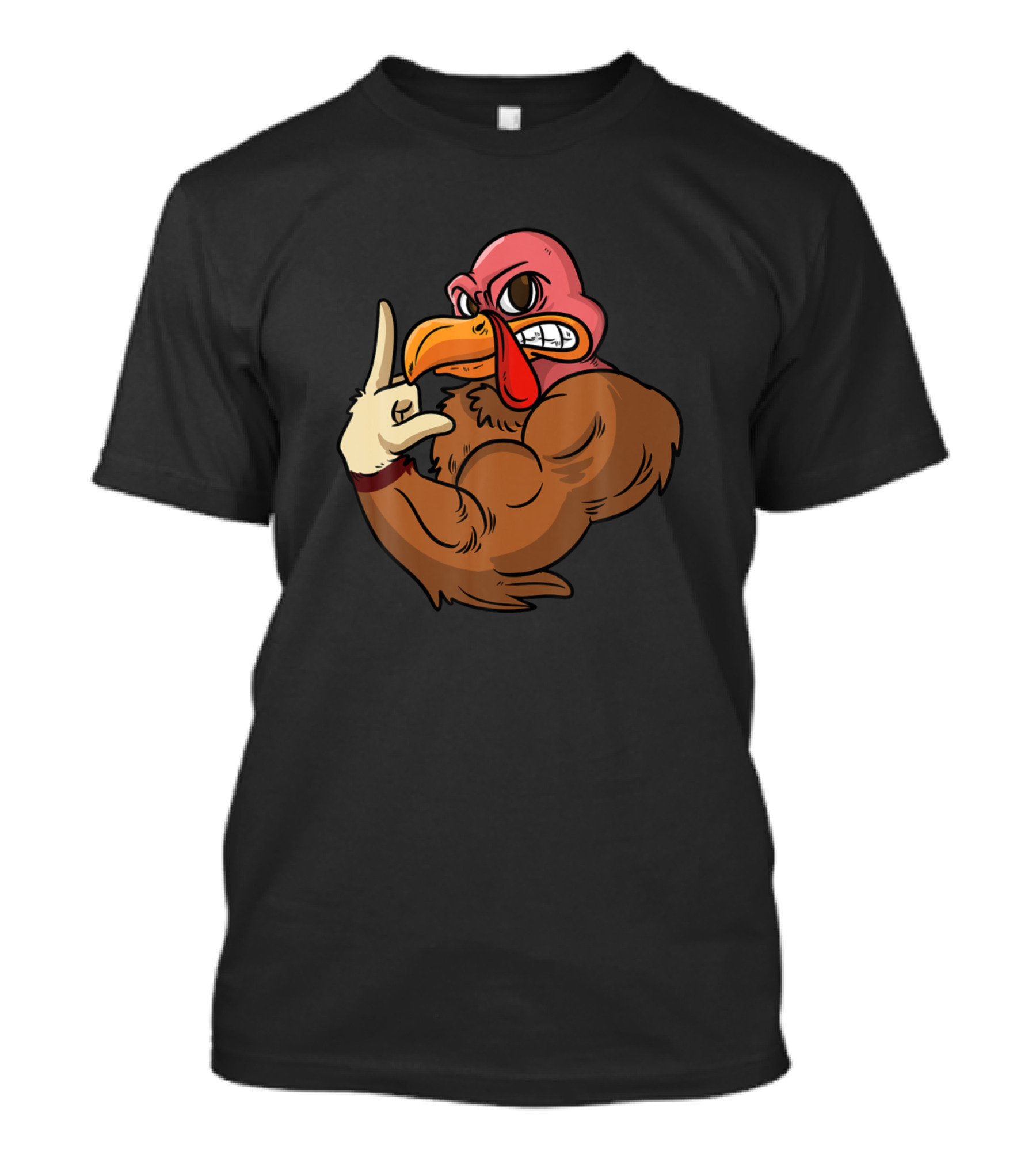 Turkey Thanksgiving Muscle Middle Finger T-Shirt
