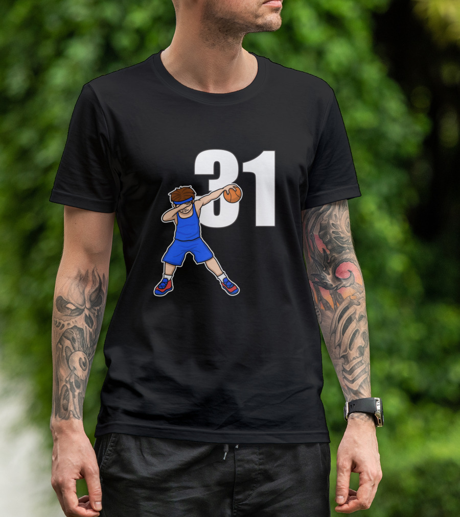 Basketballer Number 31 Dab Pose Blue T-Shirt