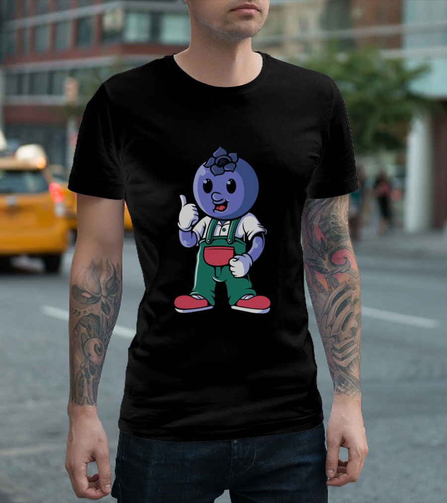 Blueberry Cartoon Character Thumbs Up T-Shirt