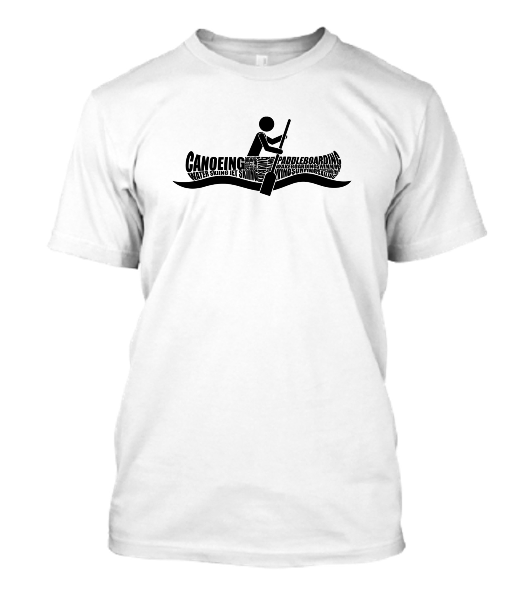 Canoeing Paddleboarding Waterskiing Jet Skiing Windsurfing Sailing Word Cloud T-Shirt