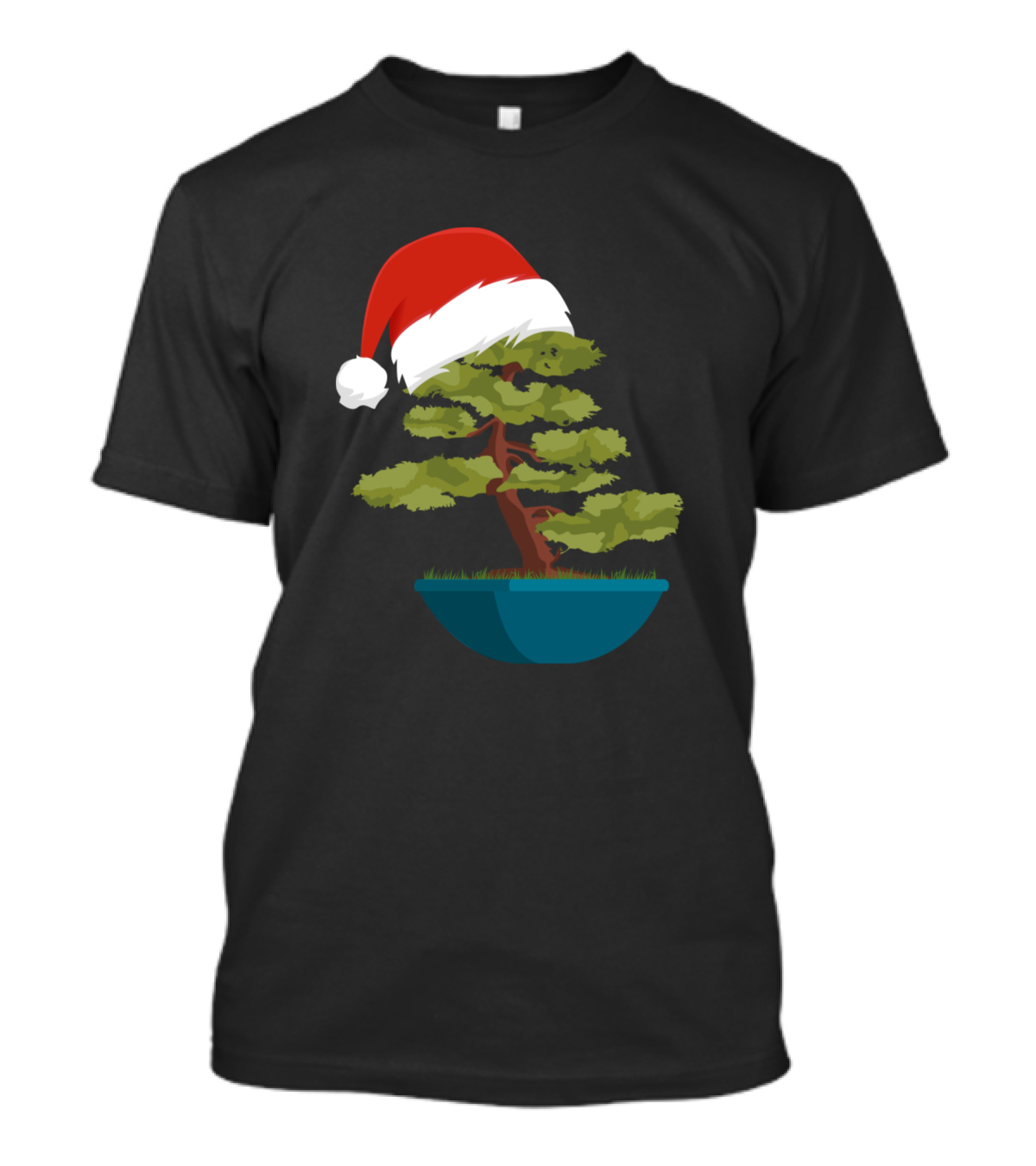 Christmas Bonsai Tree With Santa Hat T-Shirt