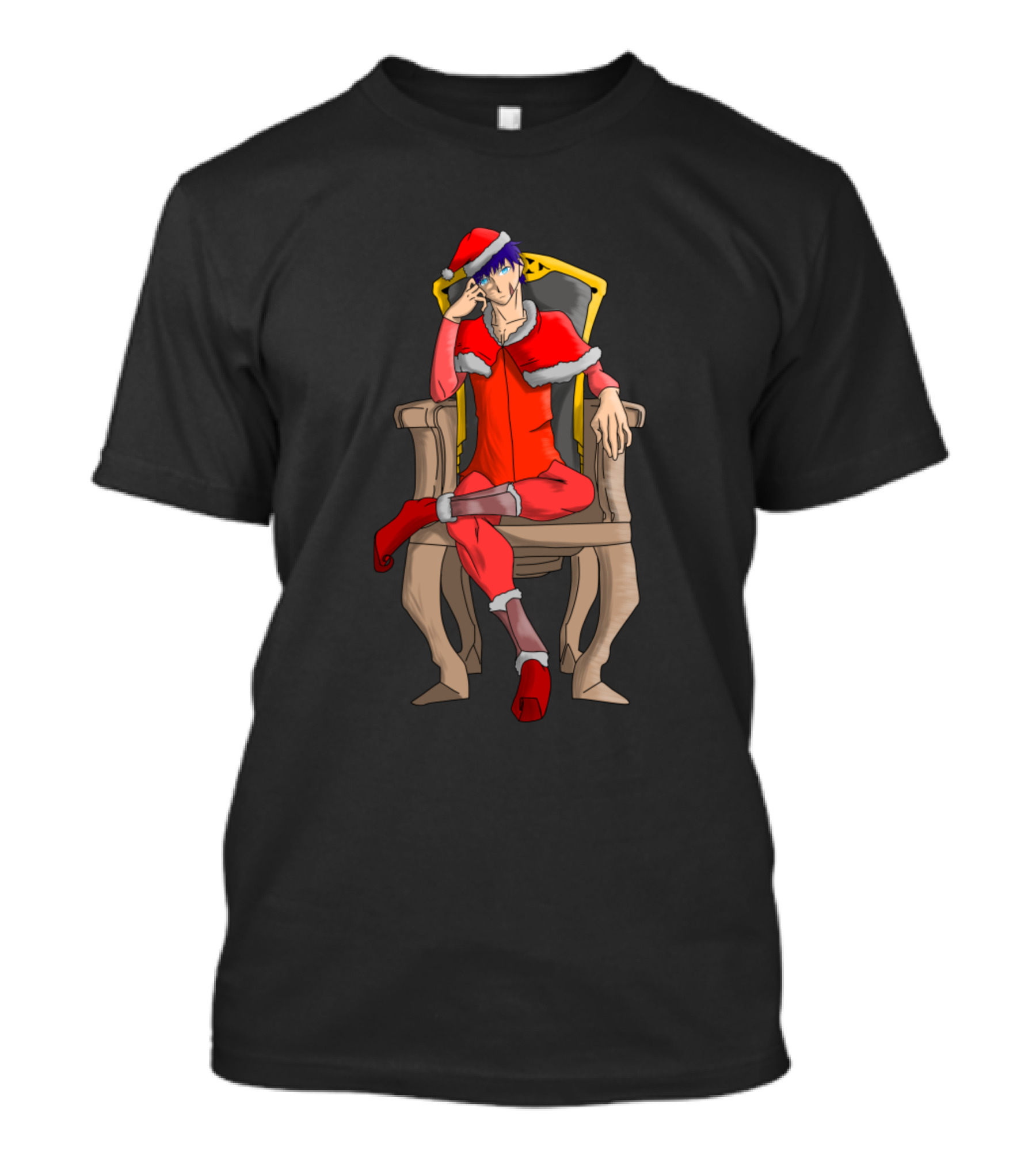 Christmas Is Coming Blue Haired Santa Sitting On Throne T-Shirt