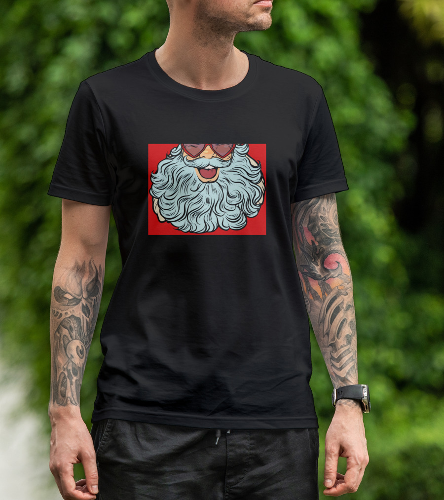 Santa Claus Bearded Smile With Sunglasses T-Shirt