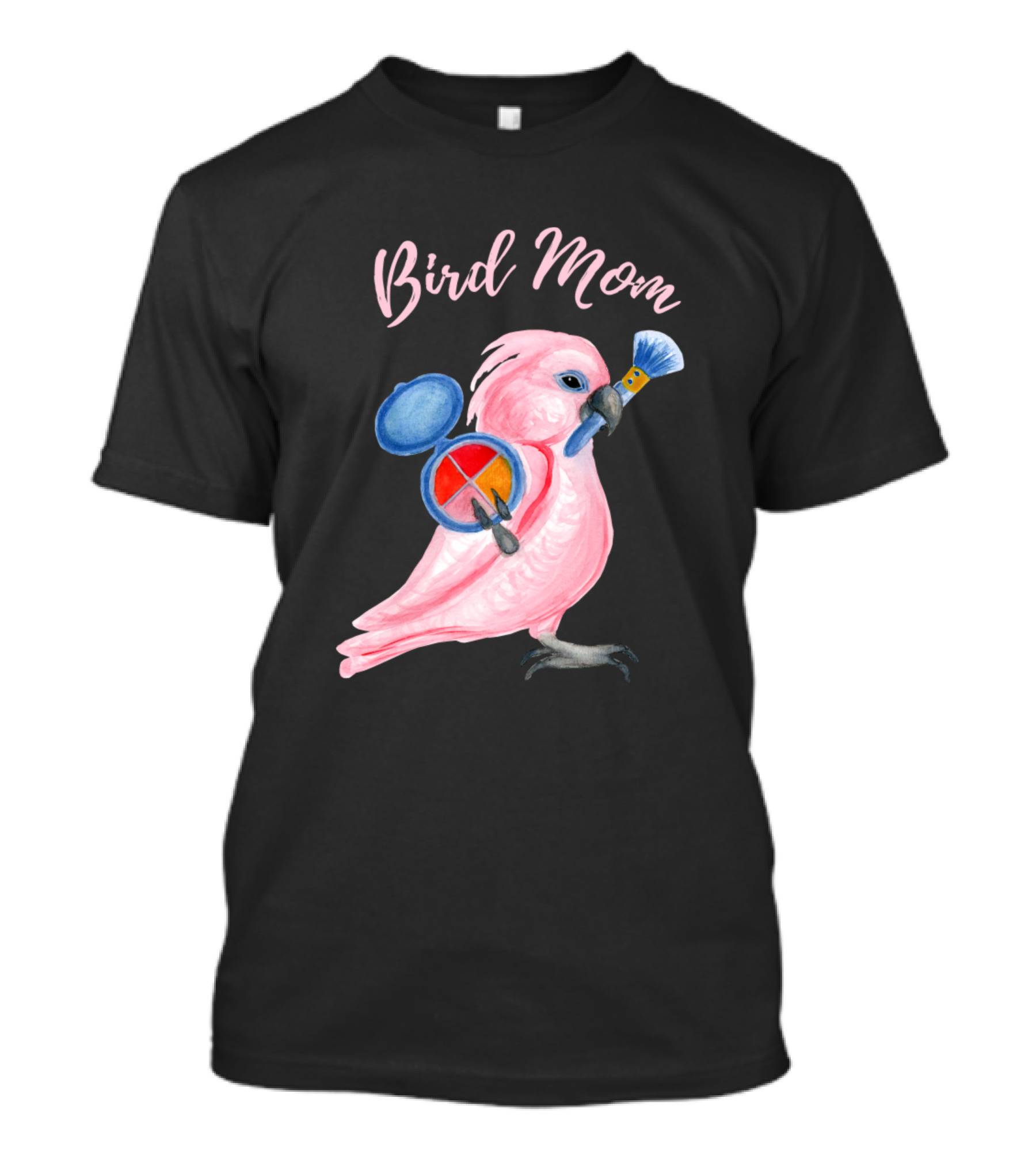 Bird Mom Cockatoo Parrot Holding Makeup Palette T-Shirt