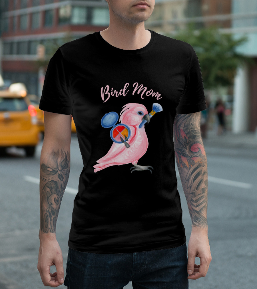 Bird Mom Cockatoo Parrot Holding Makeup Palette T-Shirt