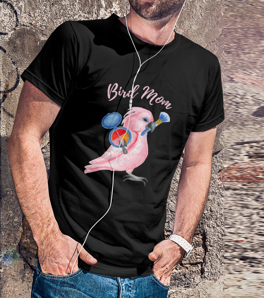 Bird Mom Cockatoo Parrot Holding Makeup Palette T-Shirt