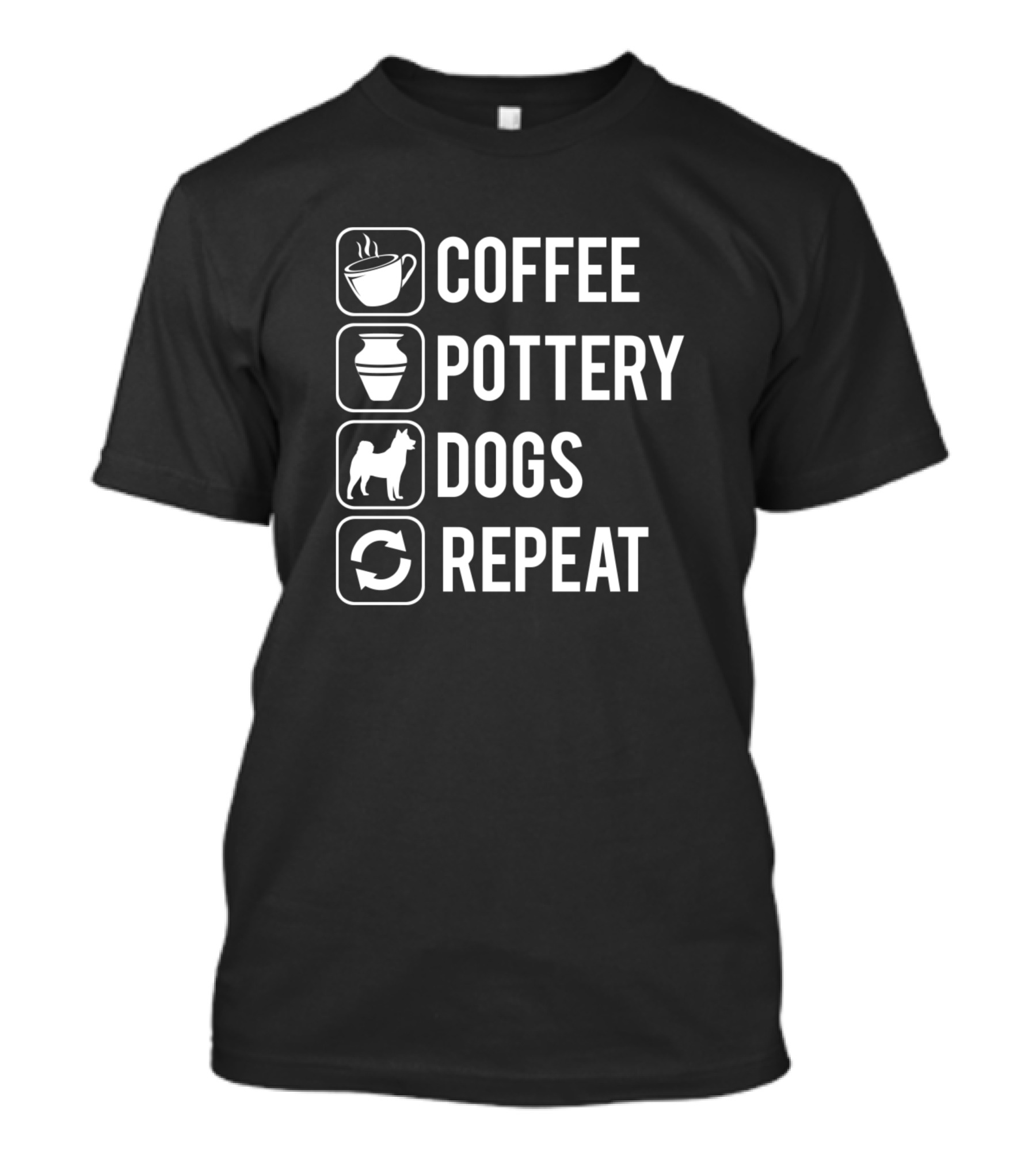 Coffee Pottery Dogs Repeat T-Shirt