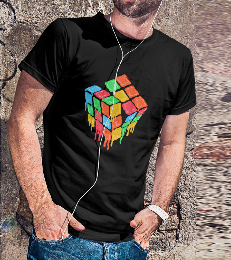 Melting Cube Dripping Colors T-Shirt