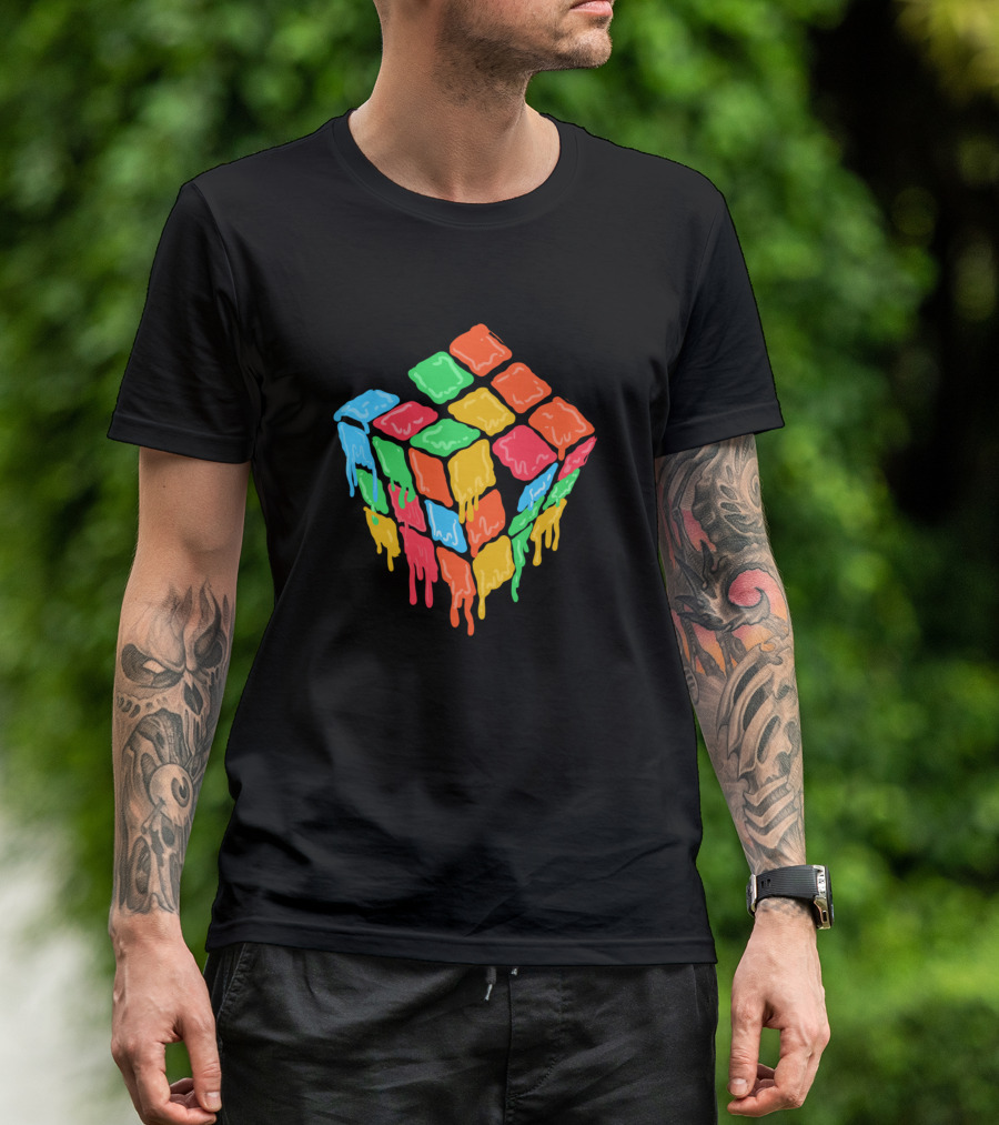 Melting Cube Dripping Colors T-Shirt