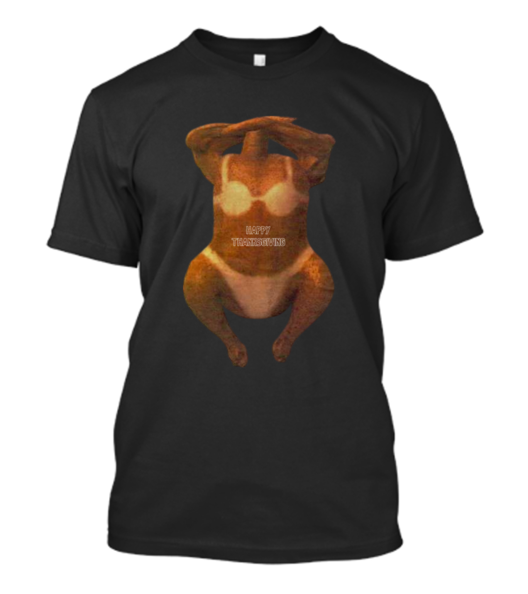 Turkey Wearing Bikini With Happy Thanksgiving Message T-Shirt