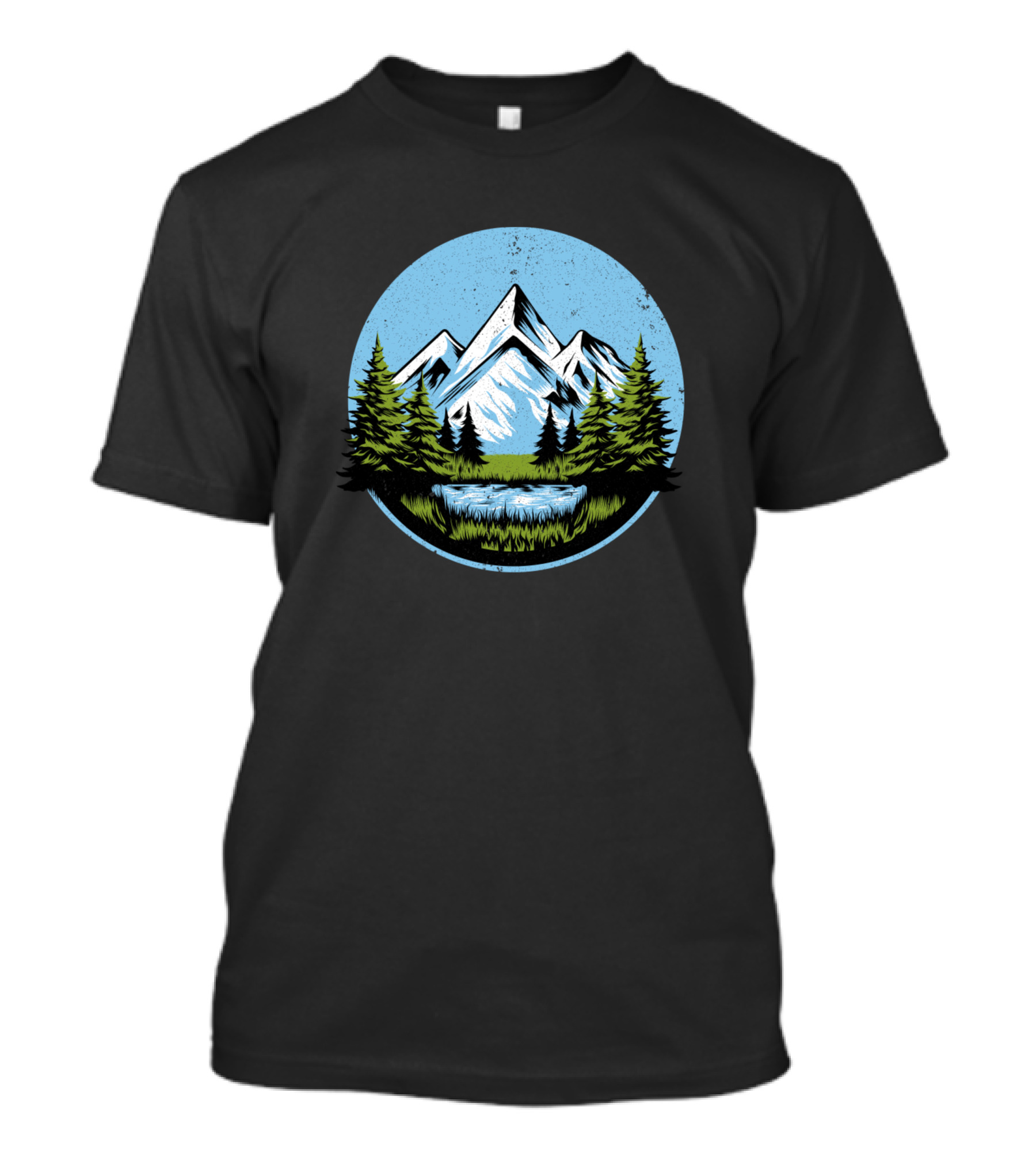 Ice Mountain Scenic Landscape With Evergreen Trees And Lake T-Shirt