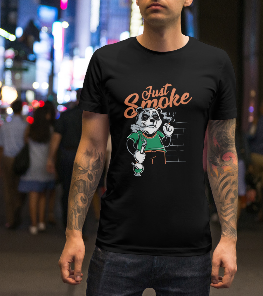 Just Smoke Panda Leaf Wall T-Shirt