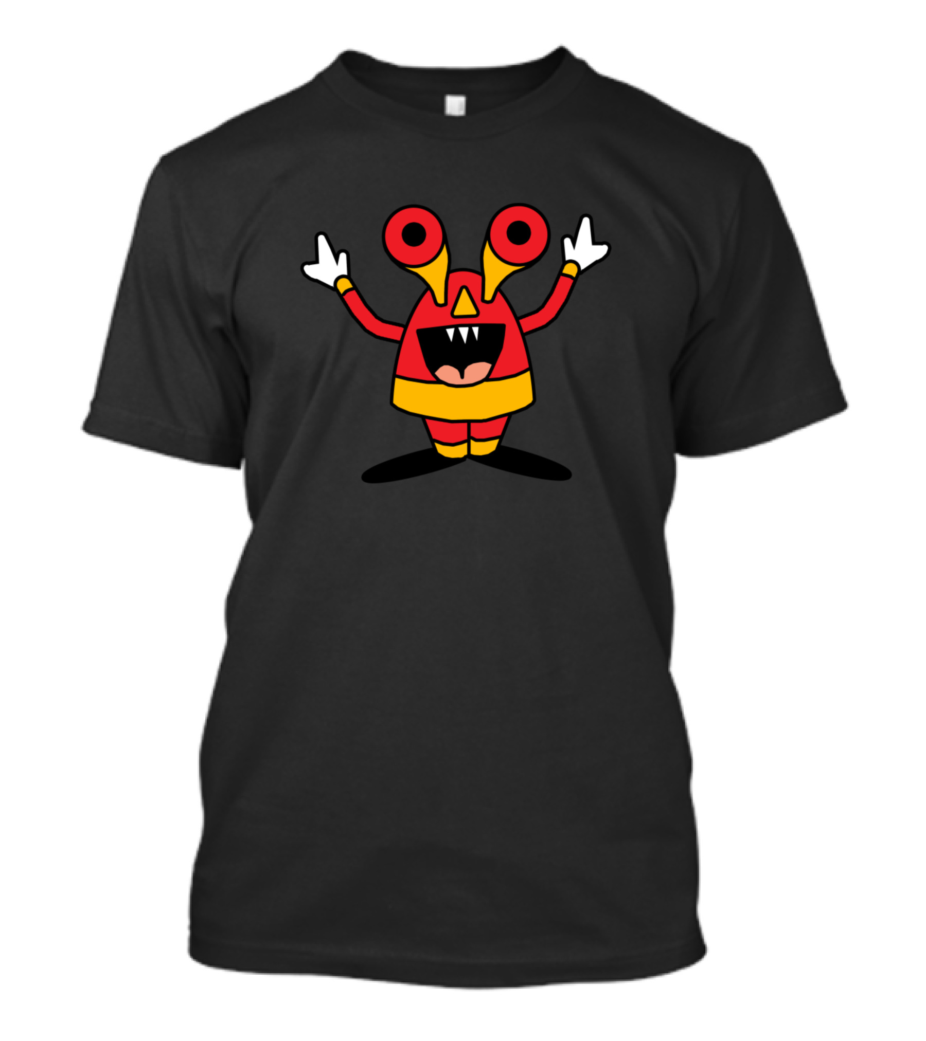 Little Red Monster Cartoon Character With Big Eyes And Teeth T-Shirt