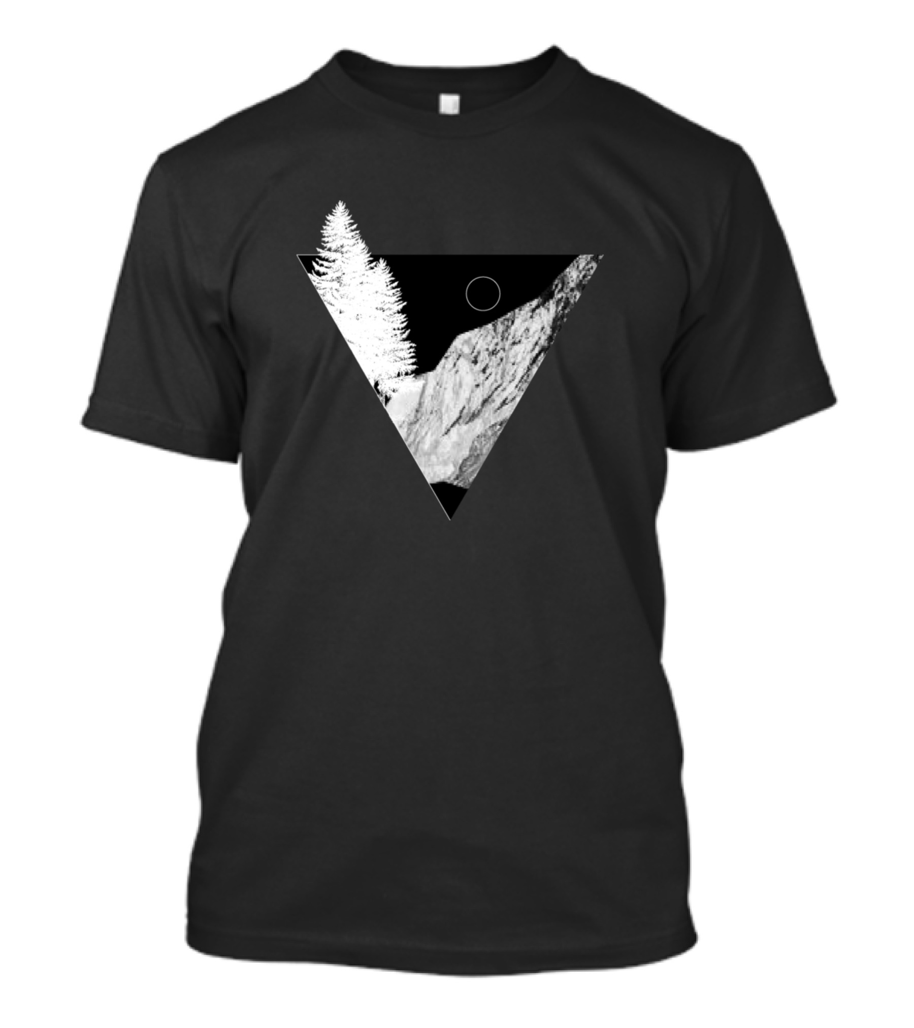 Minimalism Line Art Hiking Mountains Triangle T-Shirt