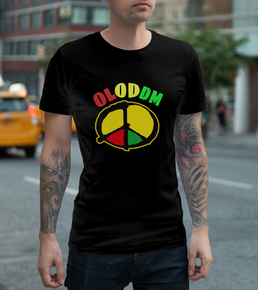 Olodum Music From Bahia Brazil Peace Symbol Red Yellow Green T-Shirt