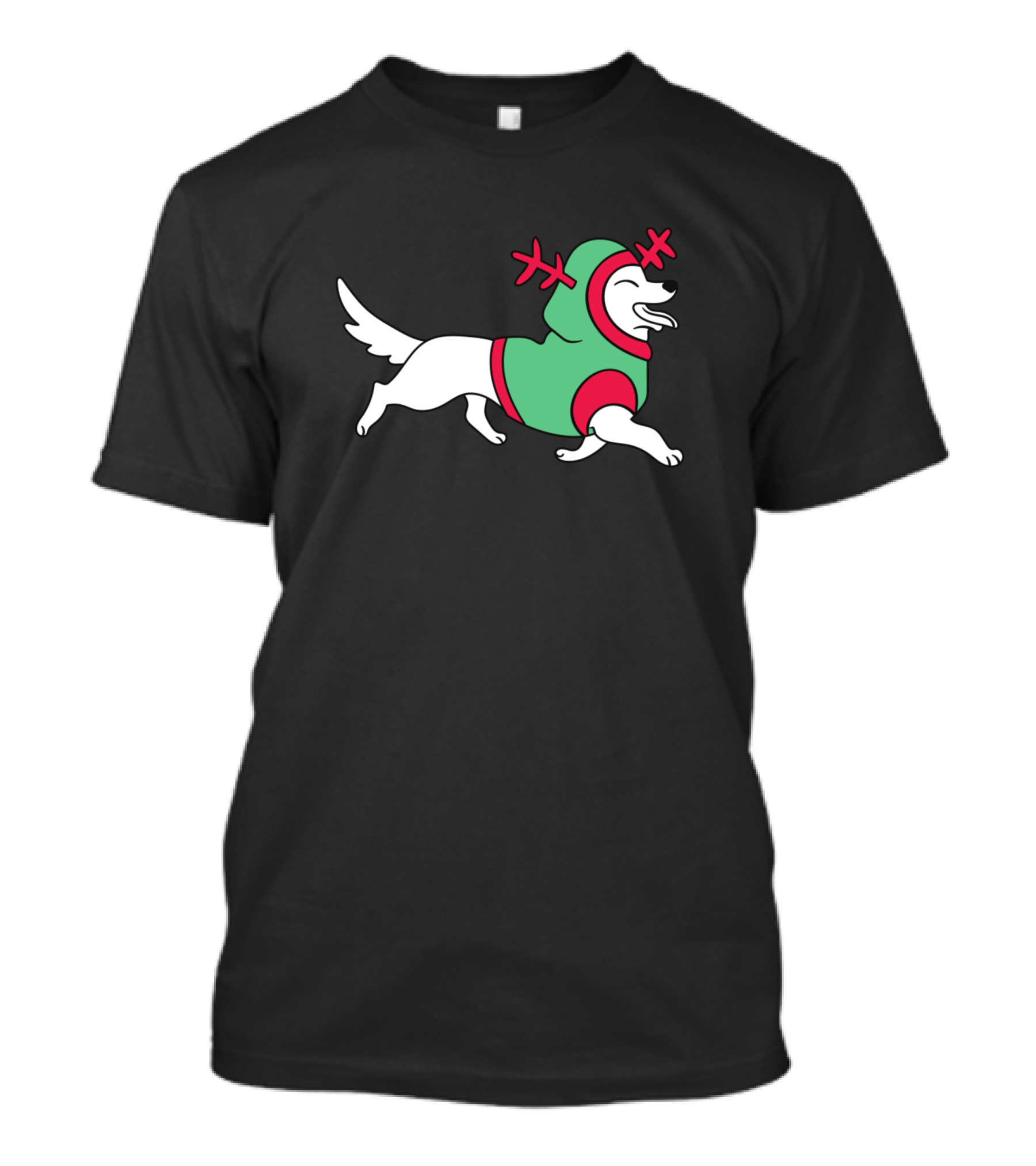Reindeer Dog Christmas Hat Festive T-Shirt