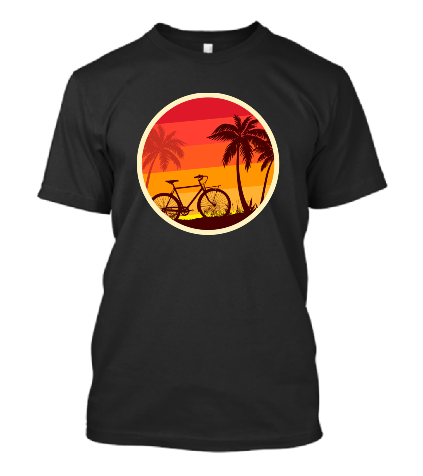 Retro Sunset Bike Palm Trees Holiday T-Shirt