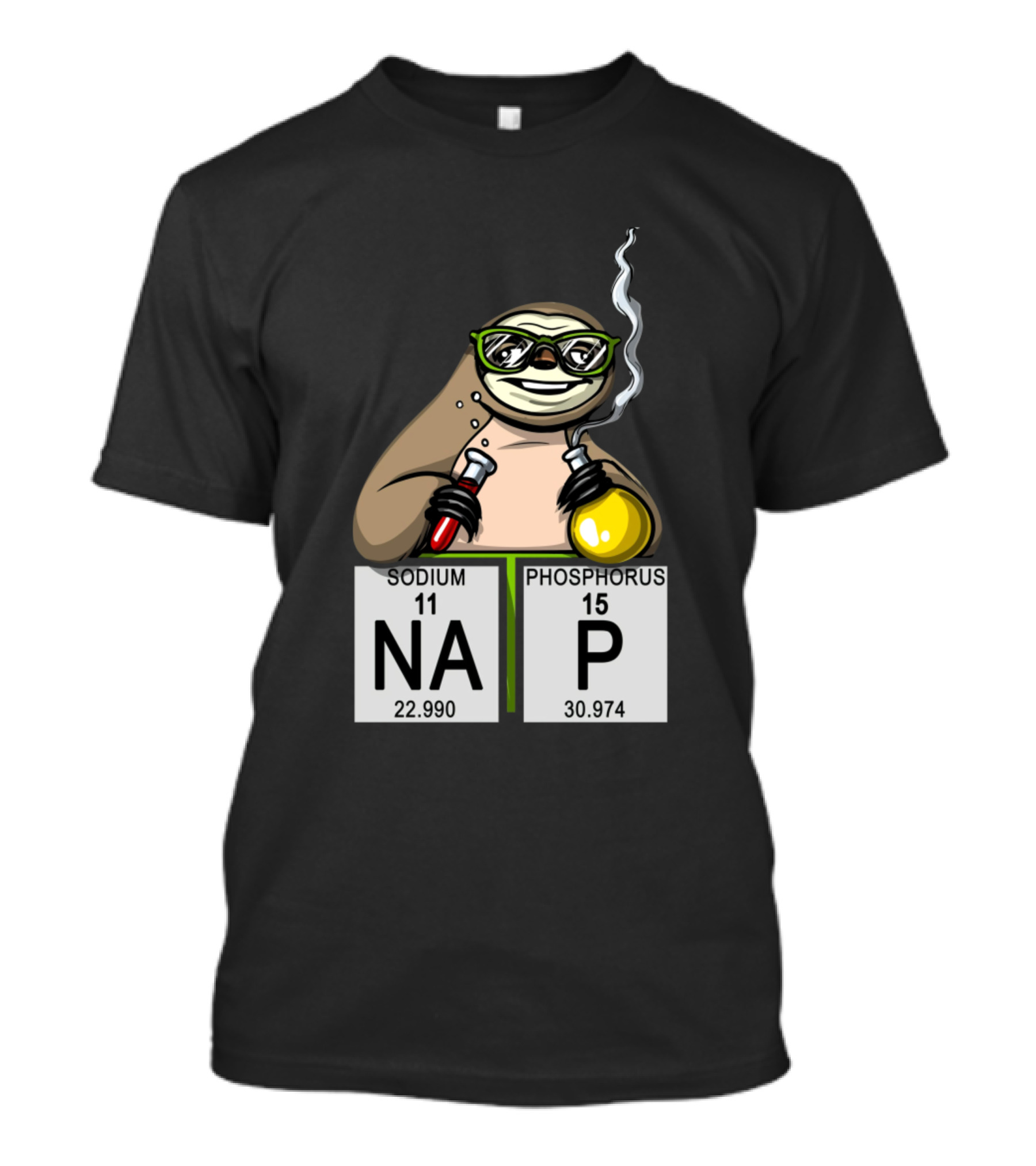 Sodium Phosphorus NaP Sloth With Beaker And Glasses T-Shirt