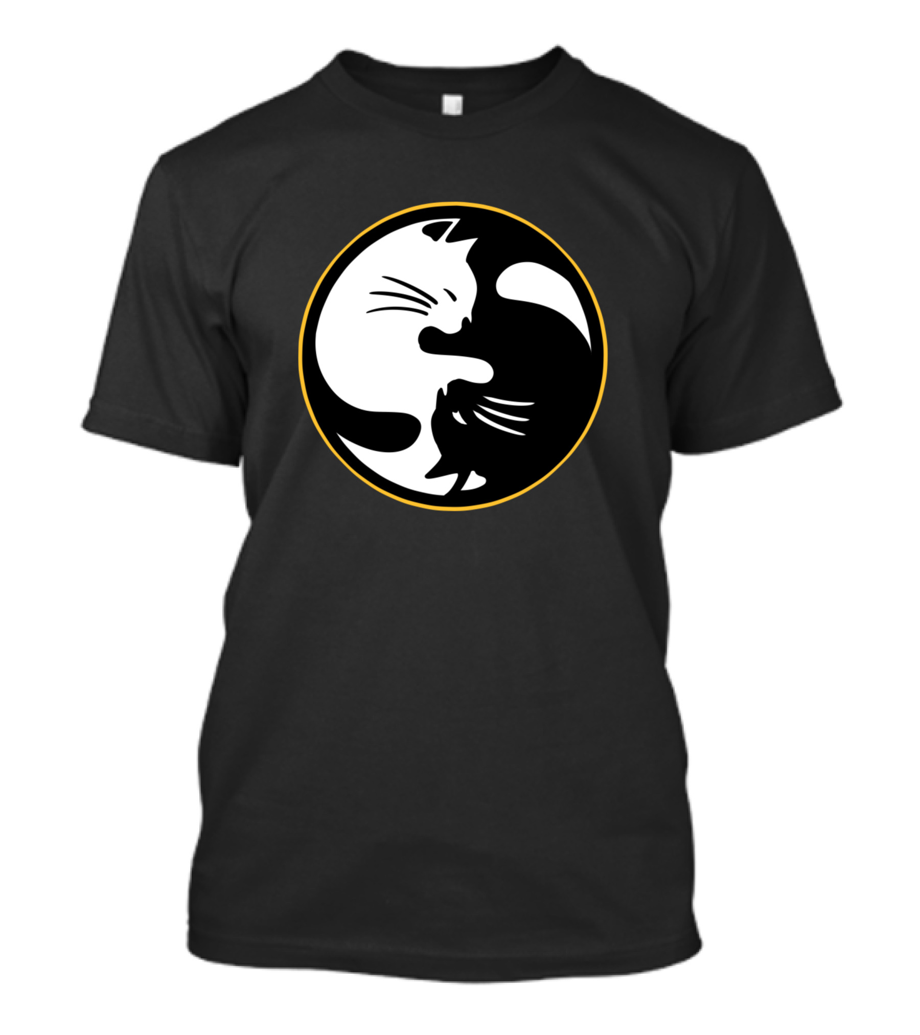 Yin Yang Black Cat White Cat Circle T-Shirt