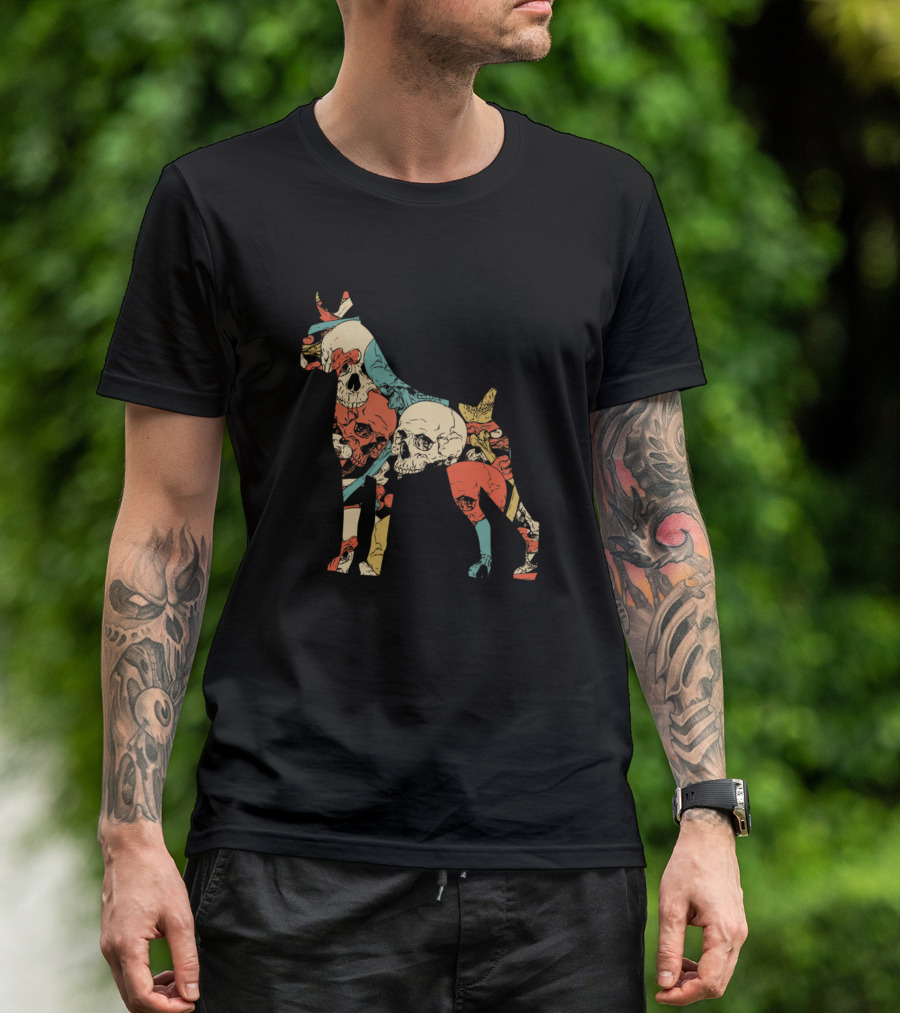 Zombie Great Dane Skull Halloween Funny Cute Costume Dog Skulls T-Shirt