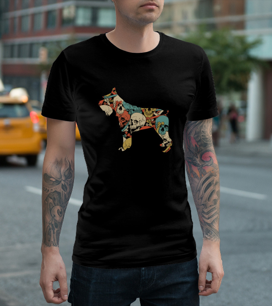 Zombie Schnauzer Skull Halloween Funny Cute Costume Mashup T-Shirt