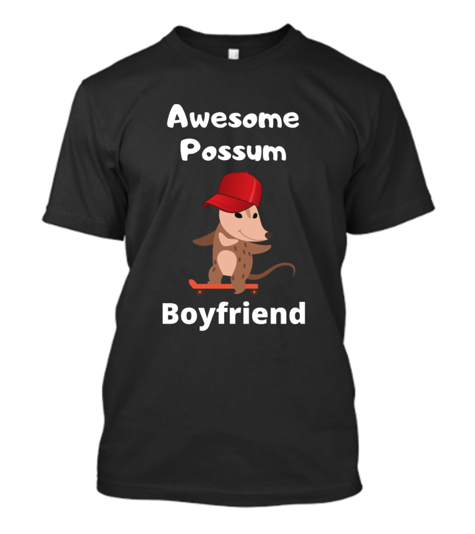 Awesome Possum Boyfriend Skateboarding With Red Hat T-Shirt