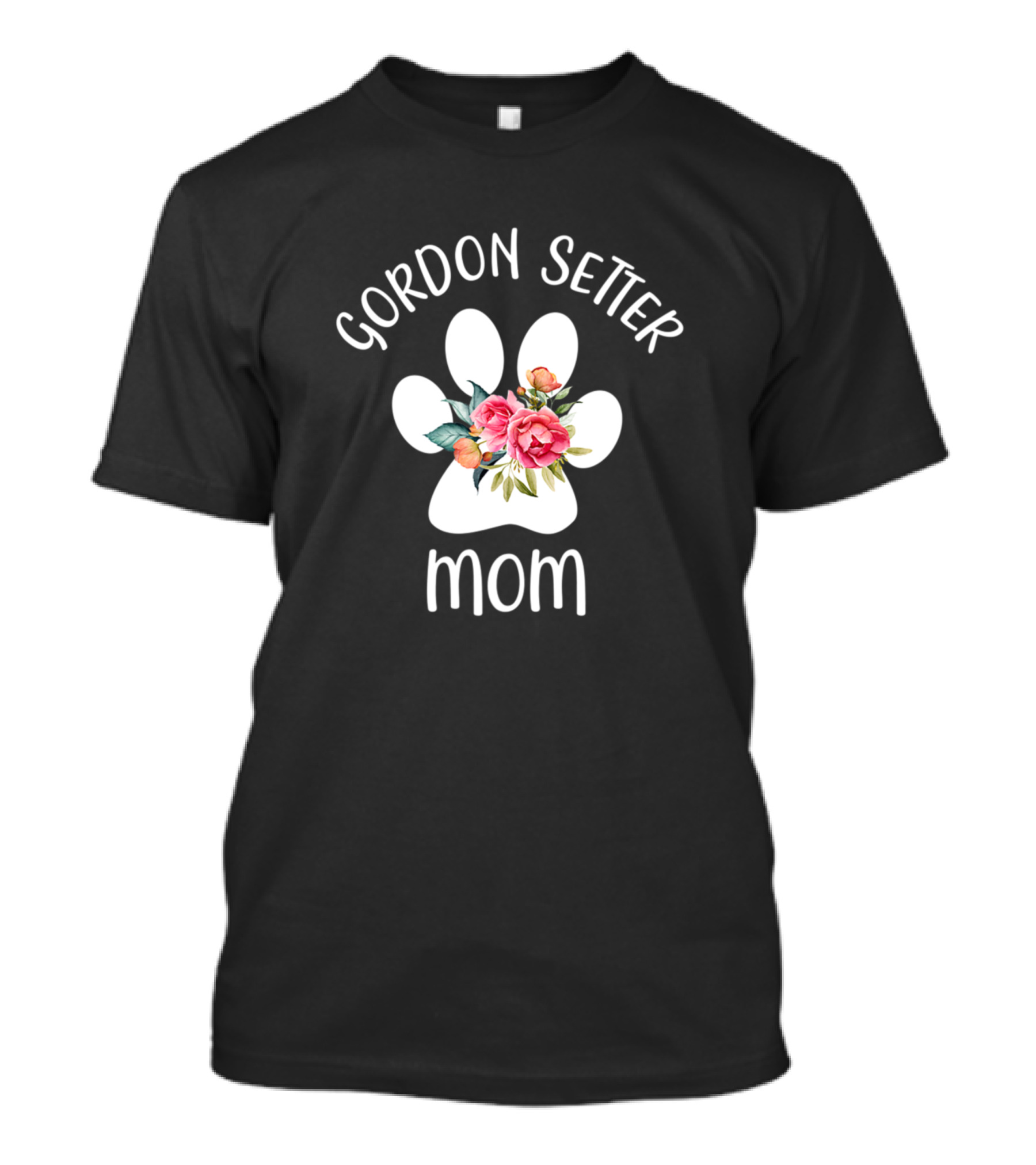 Gordon Setter Mom Paw Print Floral T-Shirt