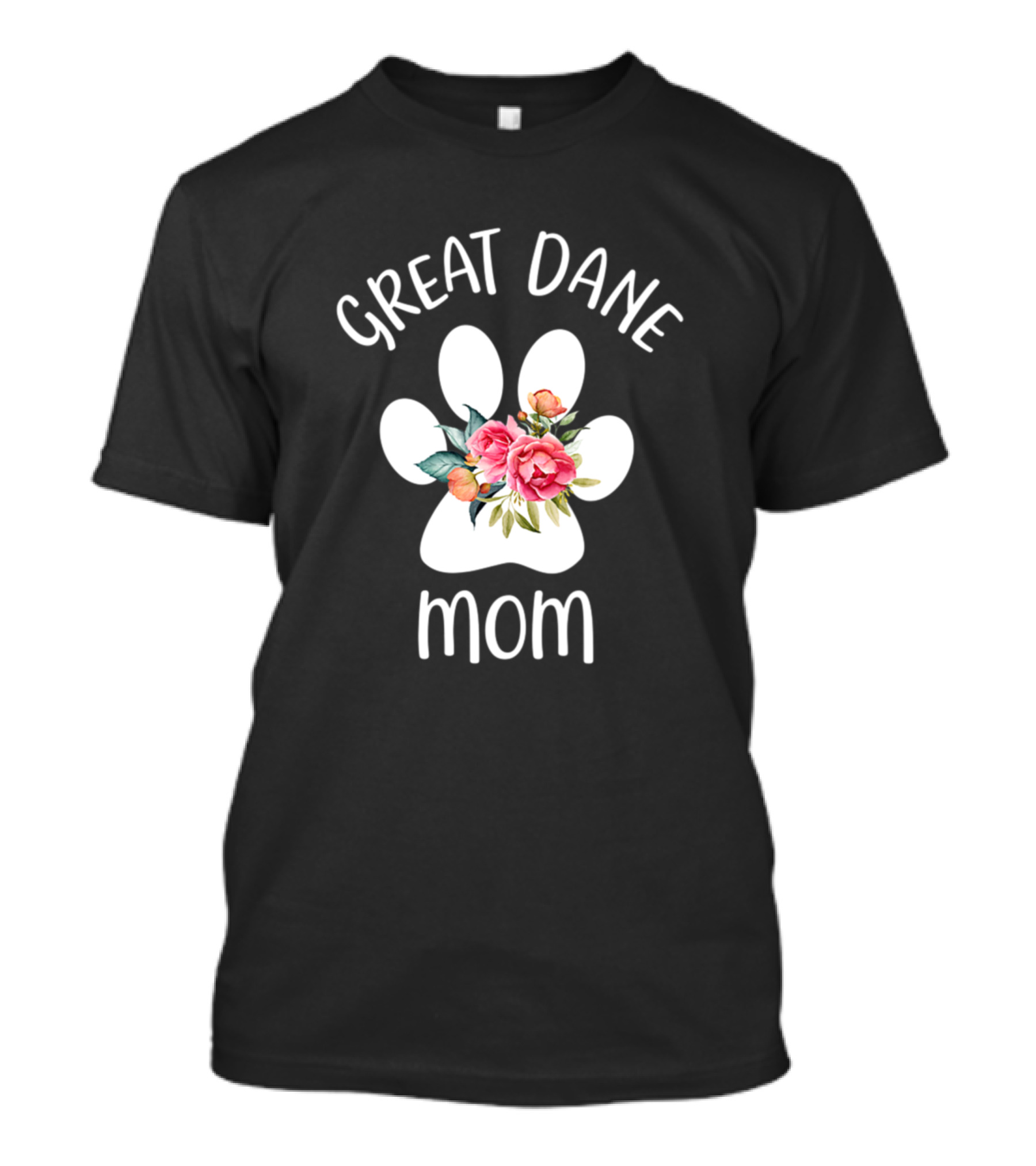 Great Dane Mom Paw Print Floral T-Shirt