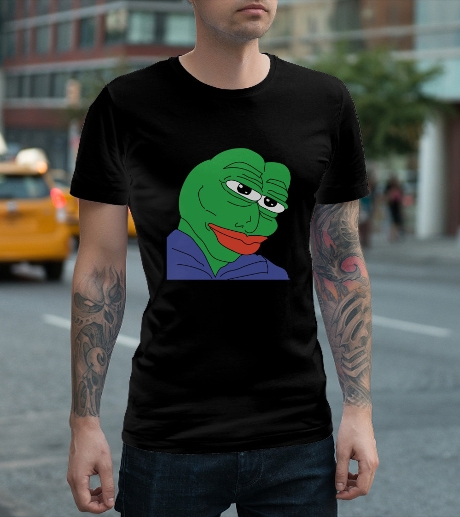 Handsome Pepe Frog Smug Meme Face T-Shirt