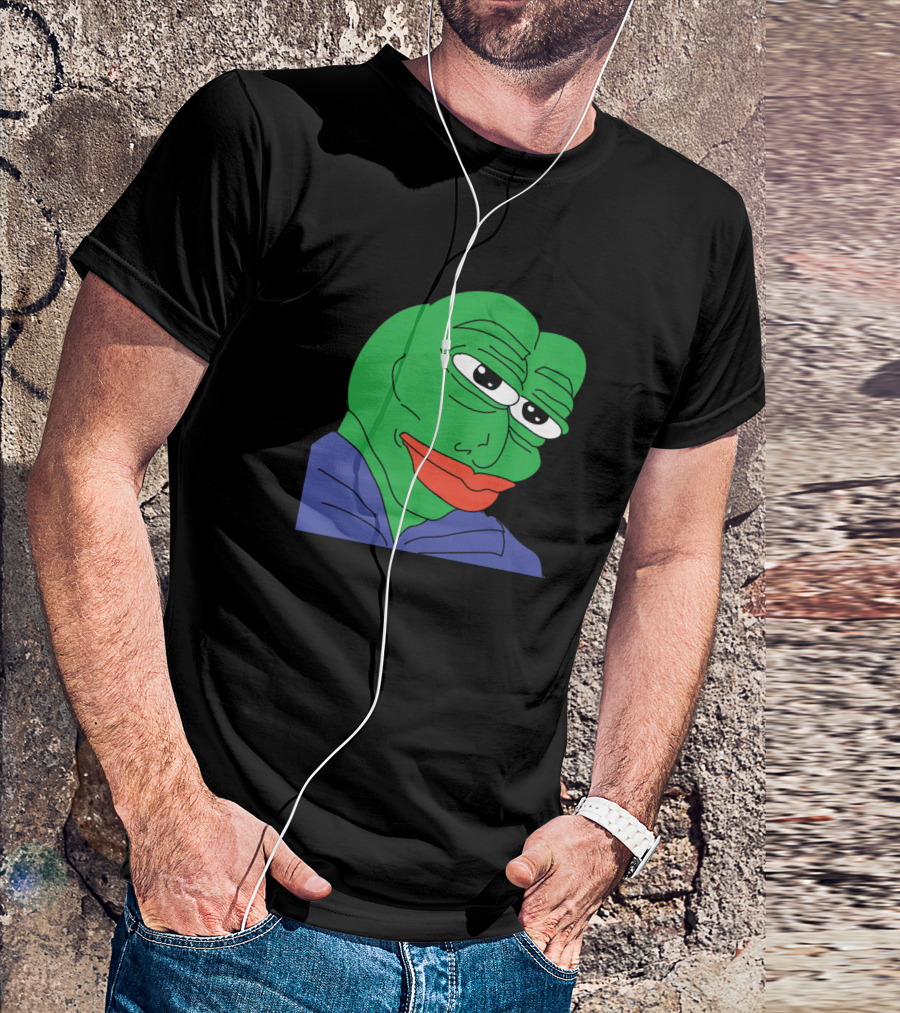 Handsome Pepe Frog Smug Meme Face T-Shirt
