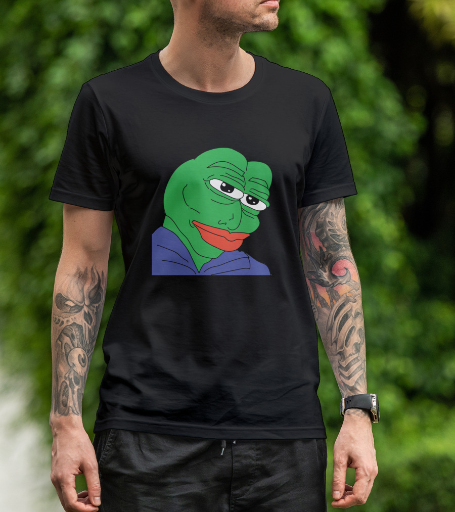 Handsome Pepe Frog Smug Meme Face T-Shirt