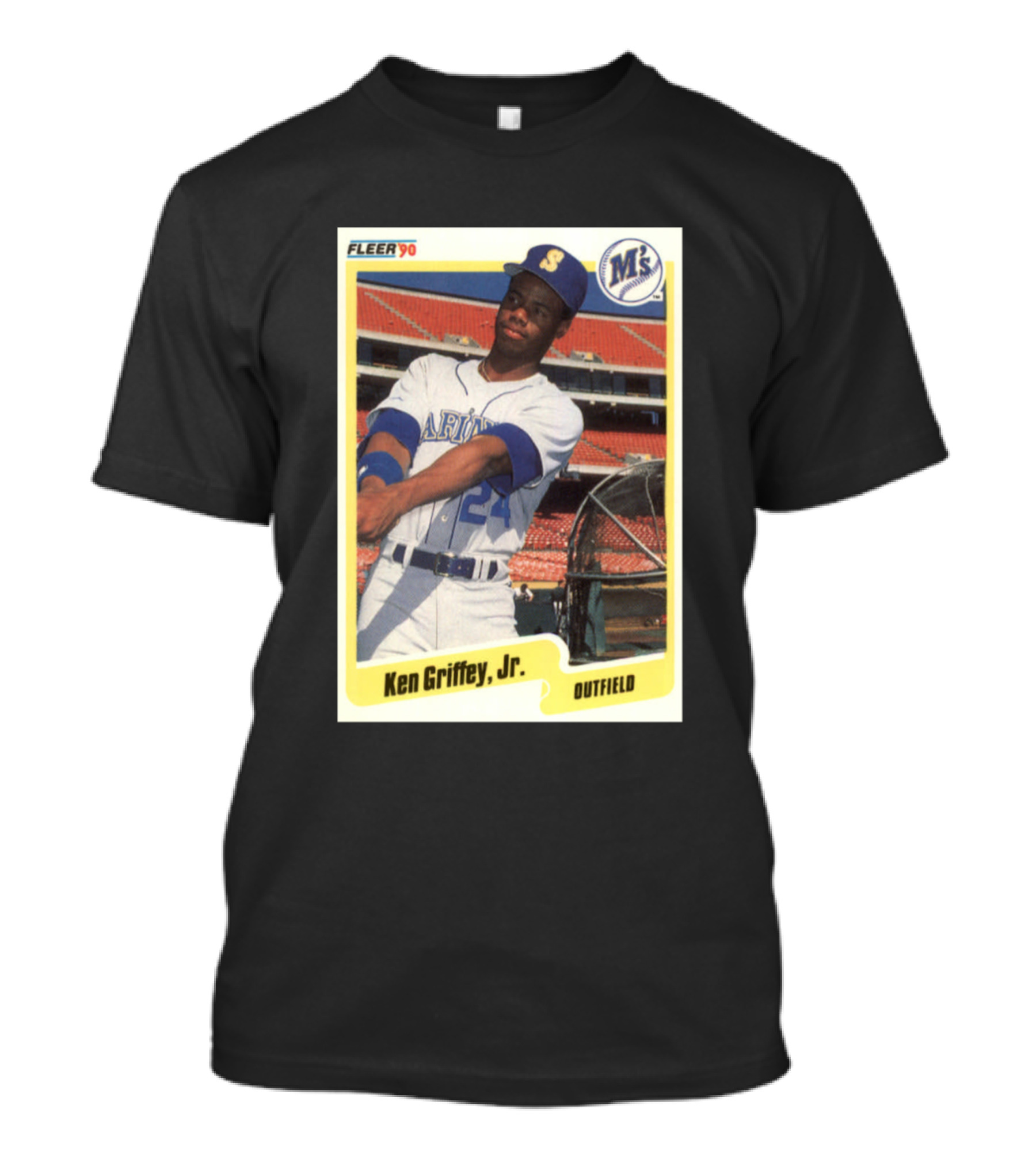 Ken Griffey Jr. Seattle Mariners Fleer 90 Outfield Baseball Card T-Shirt