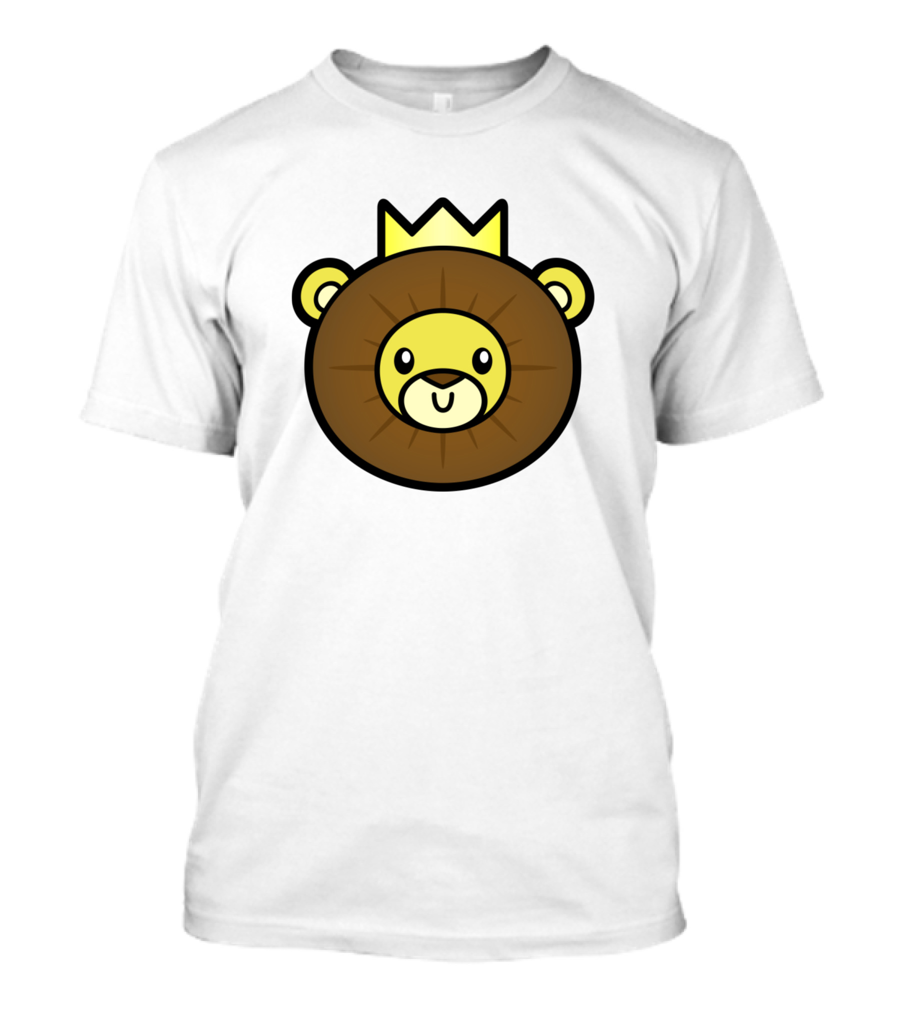 King Lion Cartoon Face With Crown T-Shirt