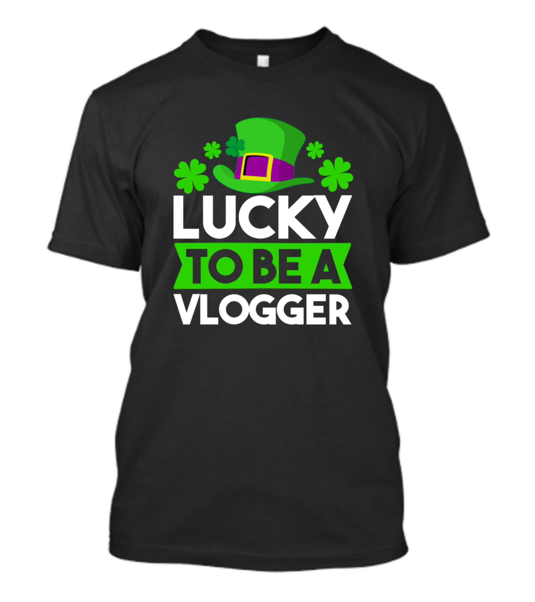 Lucky To Be A Vlogger St Patrick's Hat Shamrocks T-Shirt