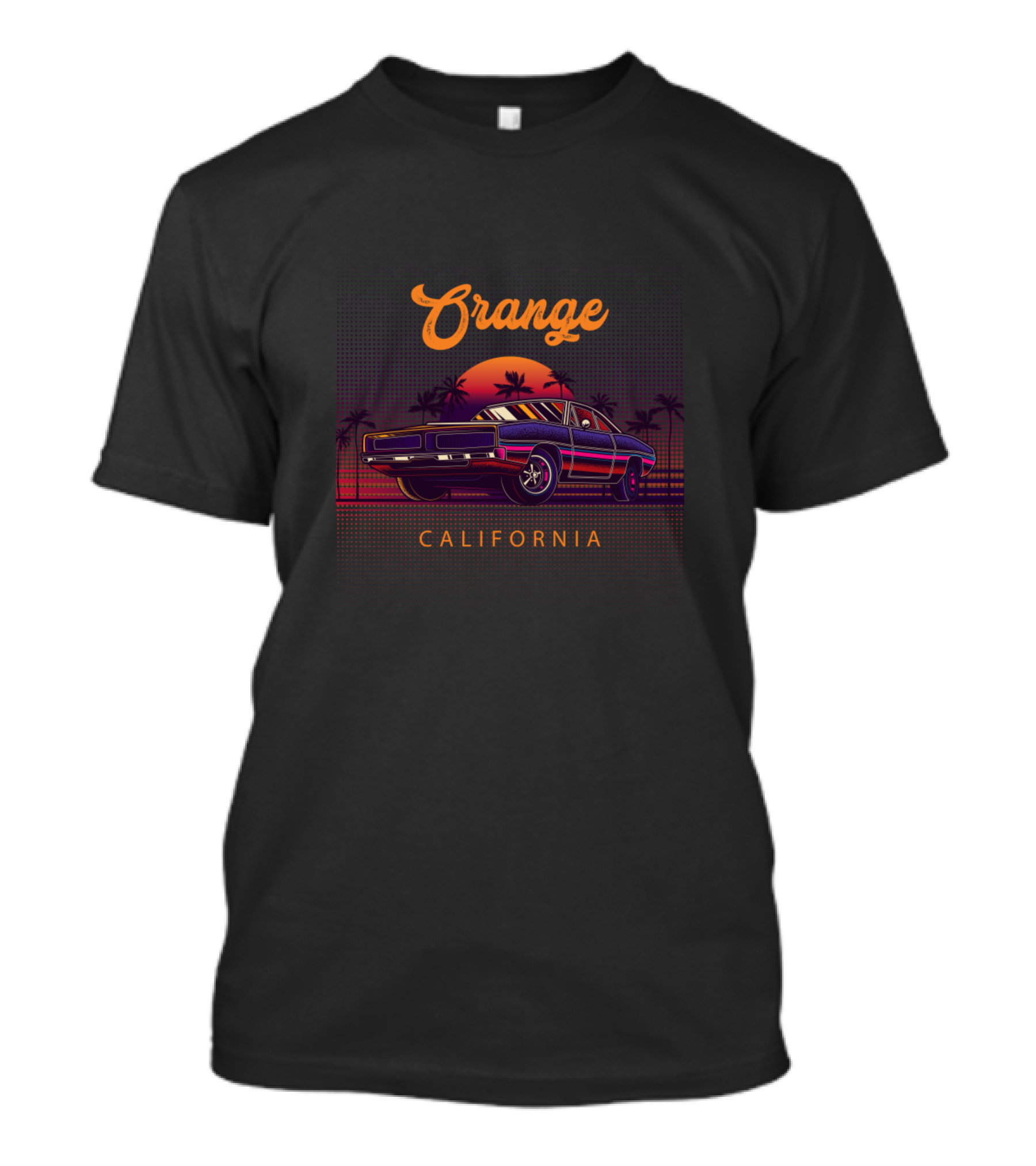 Orange California Sunset Muscle Car Vintage T-Shirt